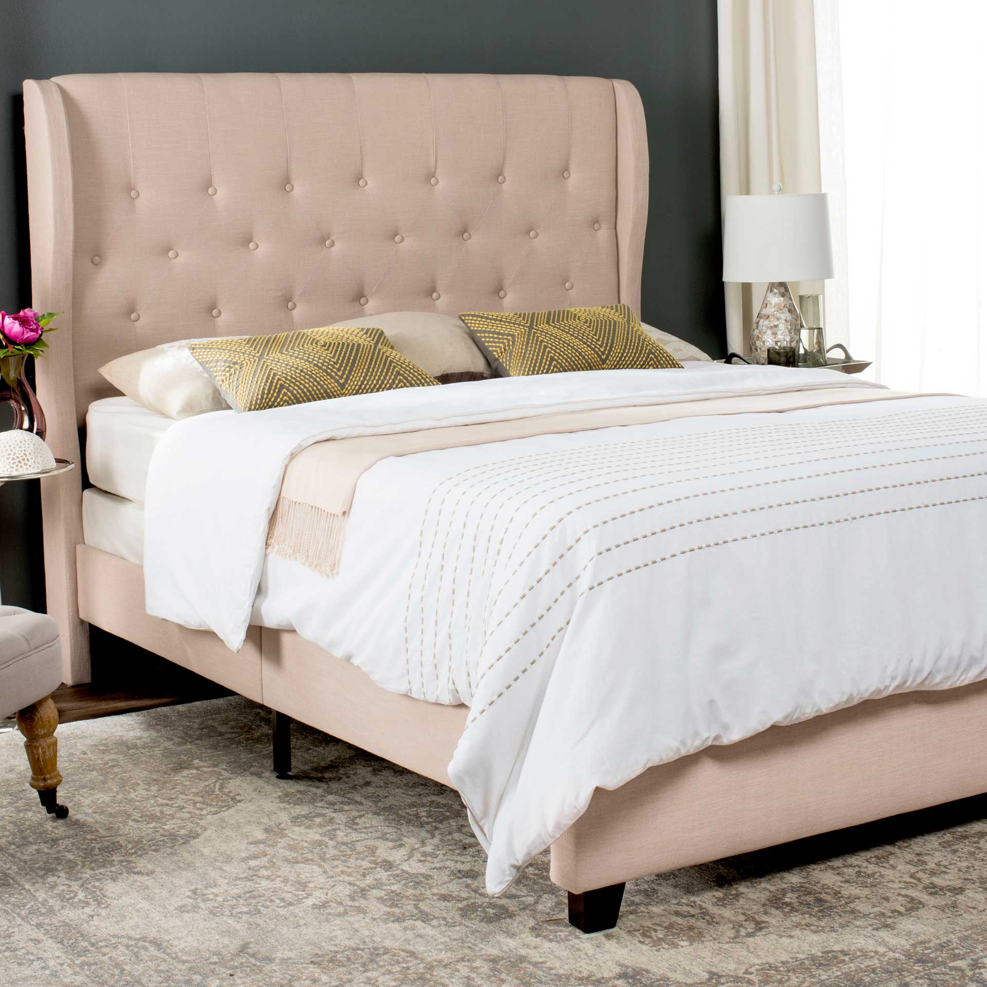 Blakely Upholstered Bed Light Beige - Image 6