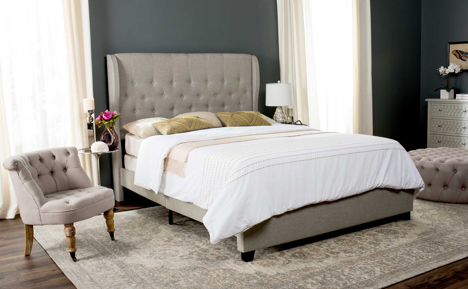 Blakely Upholstered Bed Light Gray - Image 5