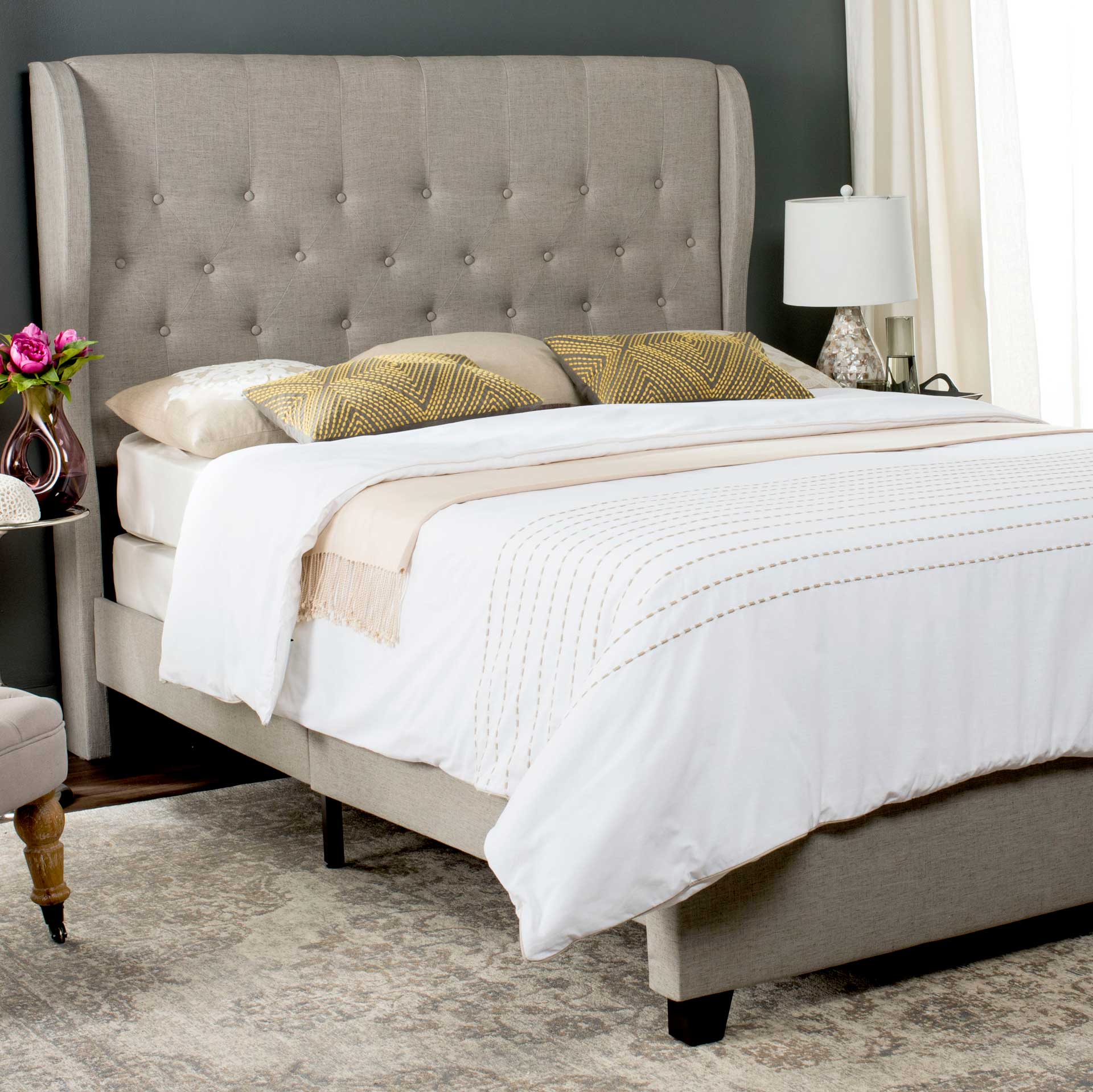 Blakely Upholstered Bed Light Gray - Image 6