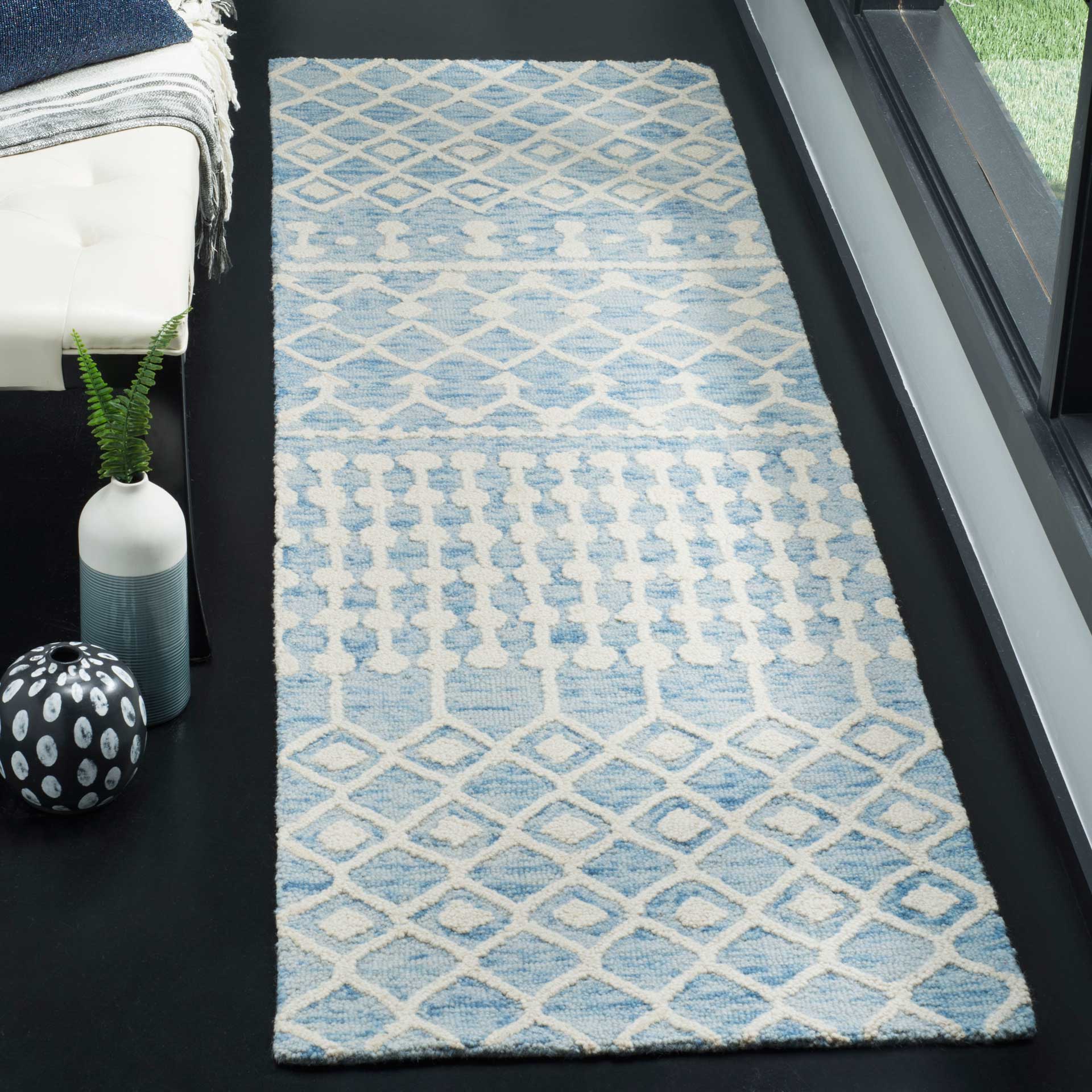 Blossom Blue/Ivory Runner Rug - Image 2