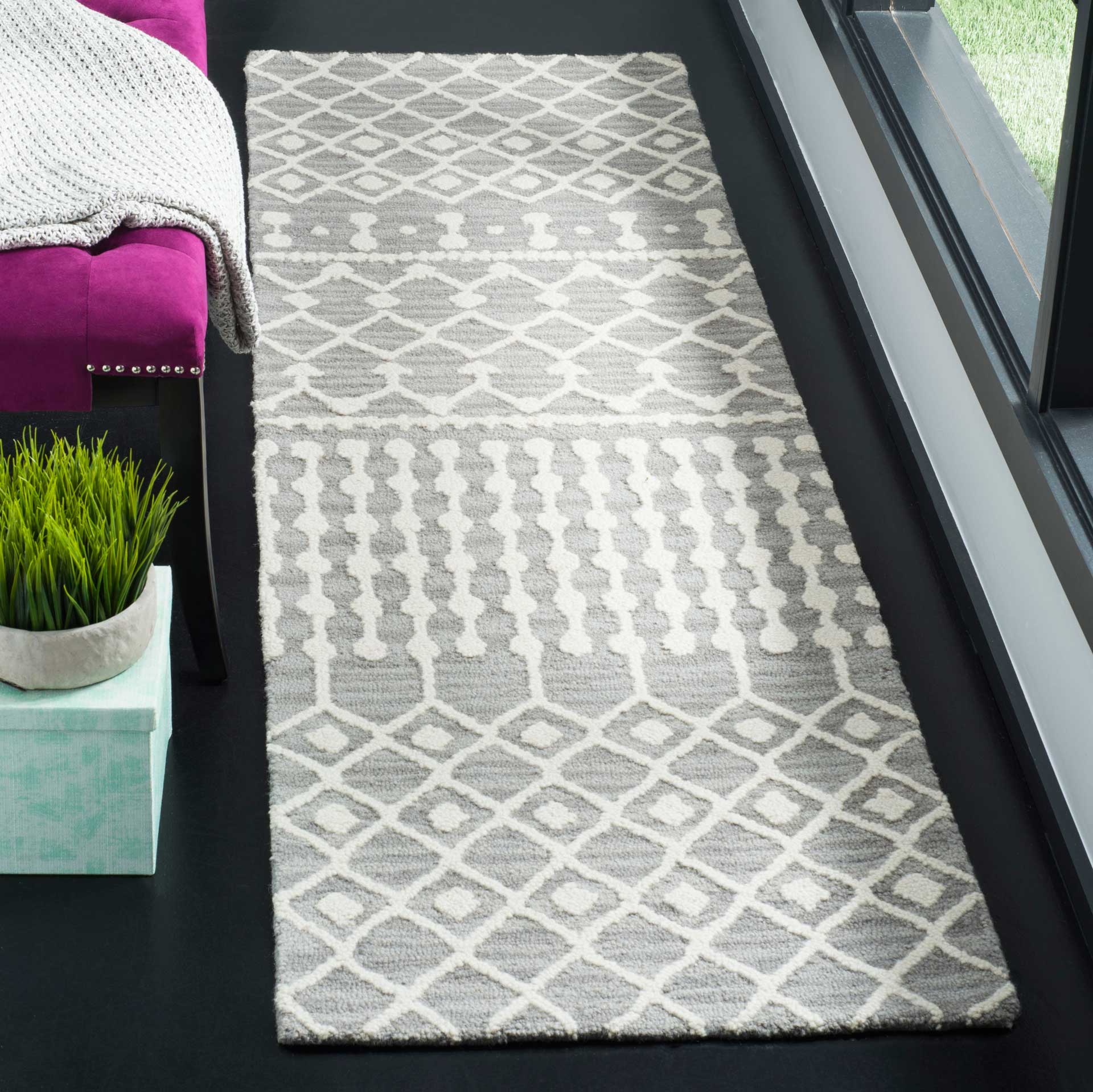 Blossom Dark Gray/Ivory Runner Rug - Image 2