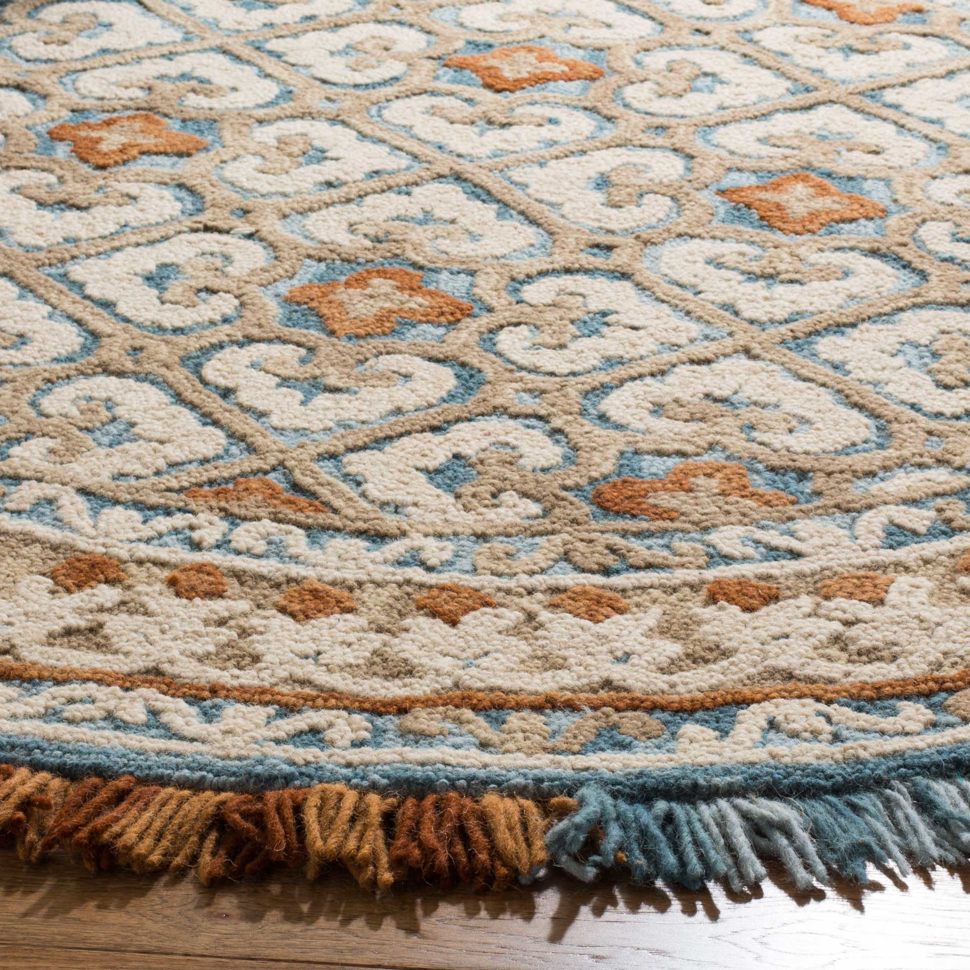 Blossom Ivory/Blue Round Rug - Image 2