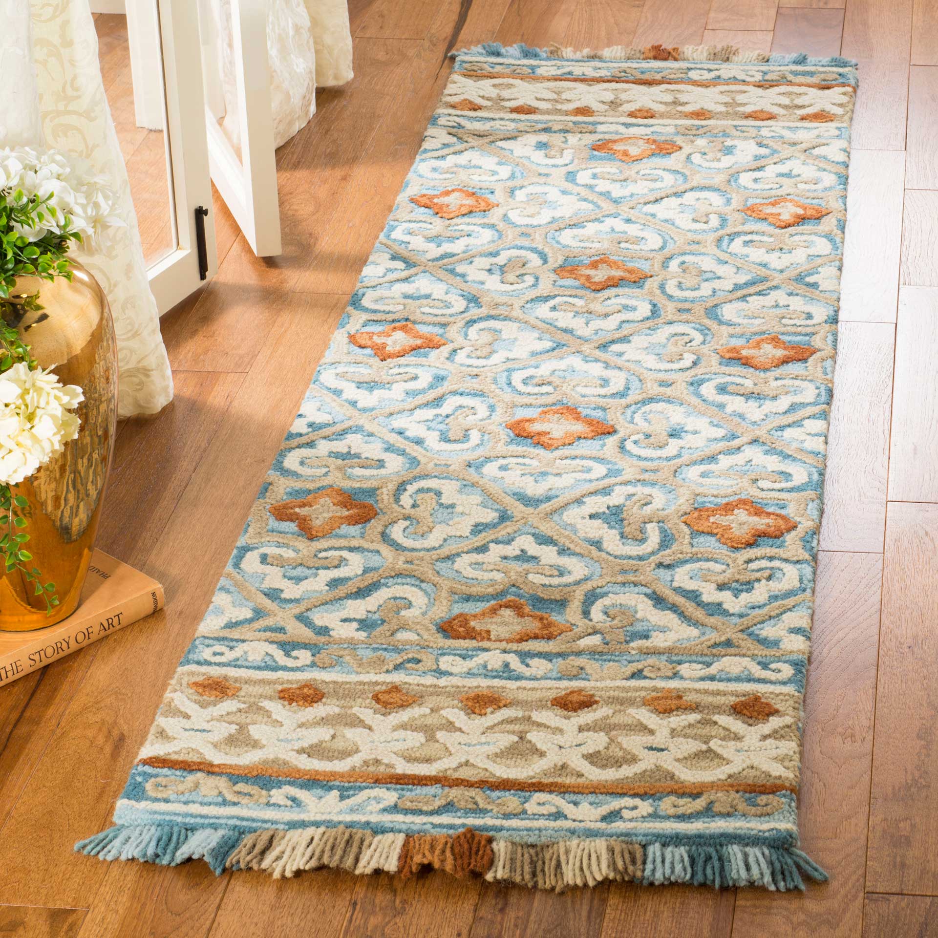 Blossom Ivory/Blue Runner Rug - Image 2