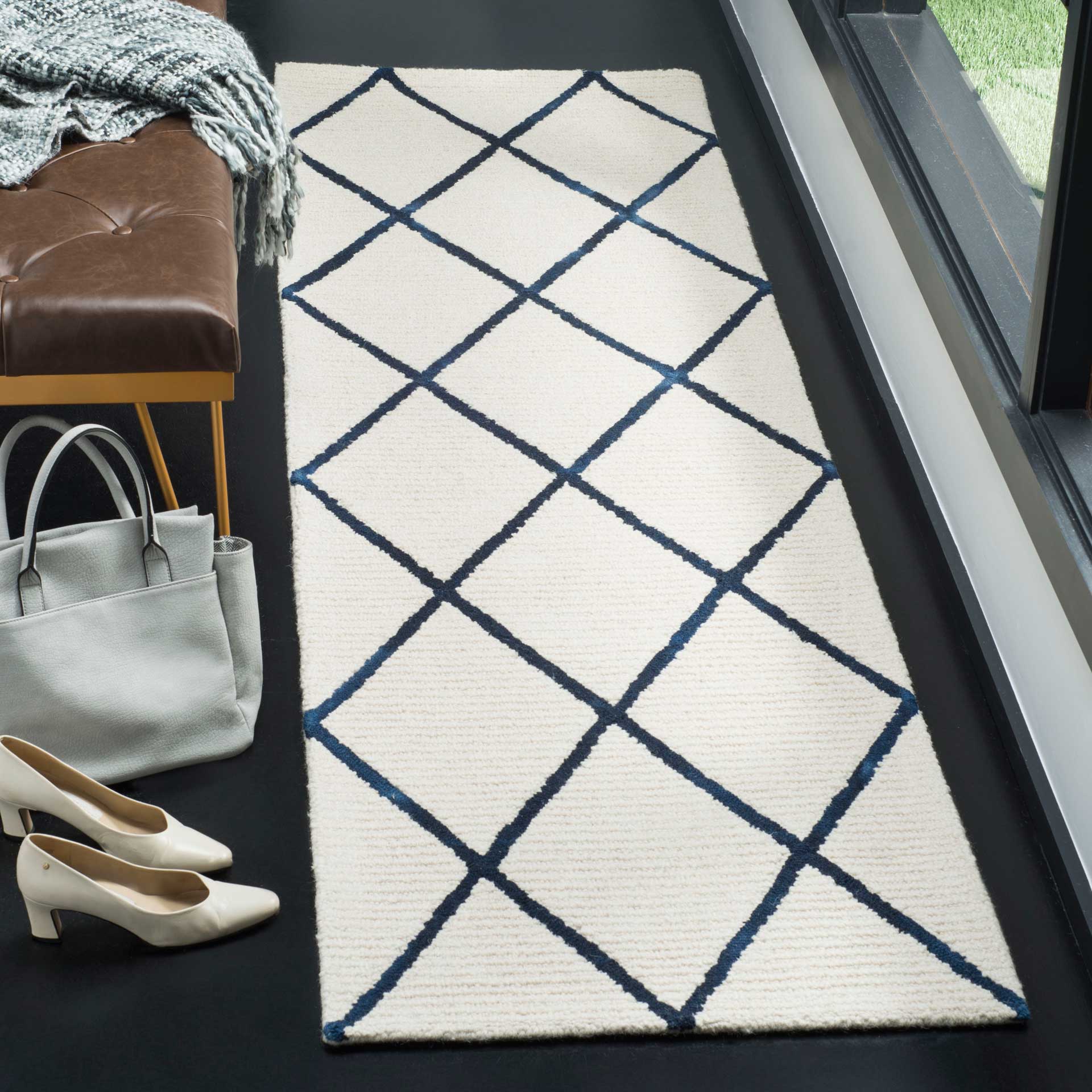Blossom Ivory/Navy Runner Rug - Image 2