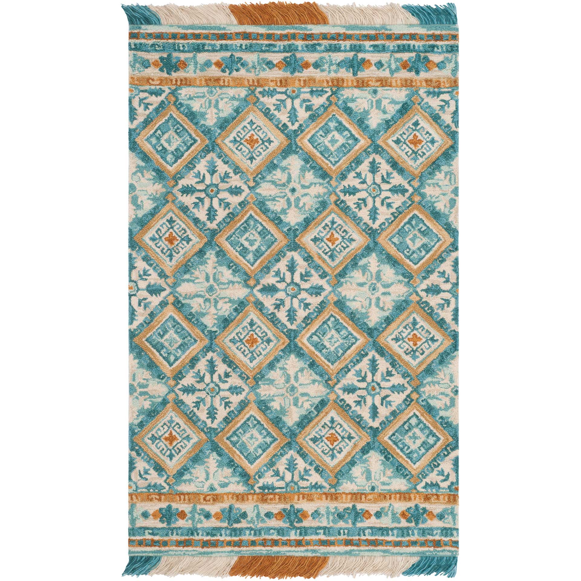 Blossom Ivory/Teal Area Rug - Image 3