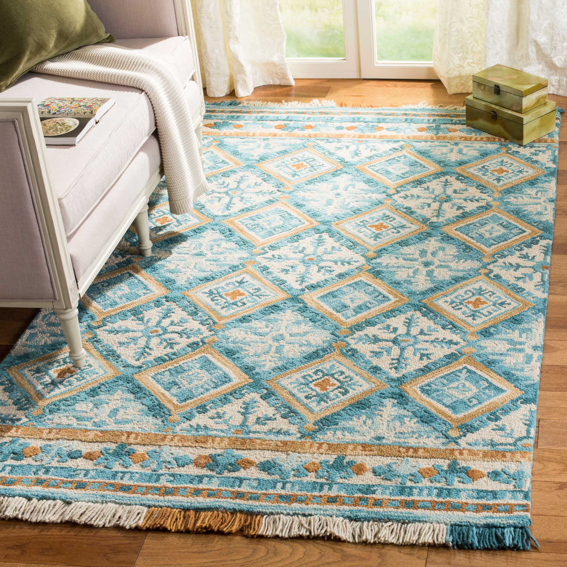 Blossom Ivory/Teal Area Rug - Image 6