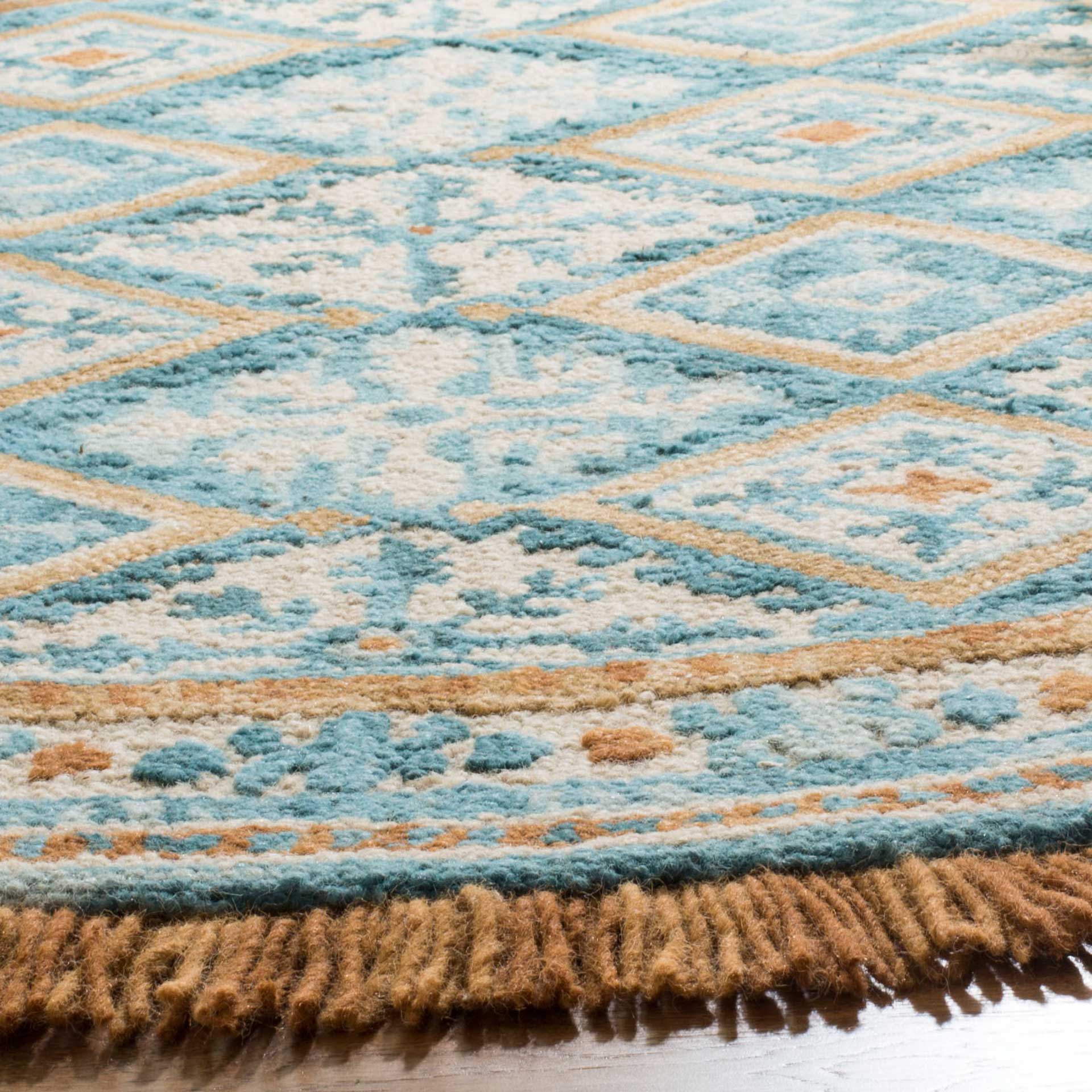 Blossom Ivory/Teal Round Rug - Image 2