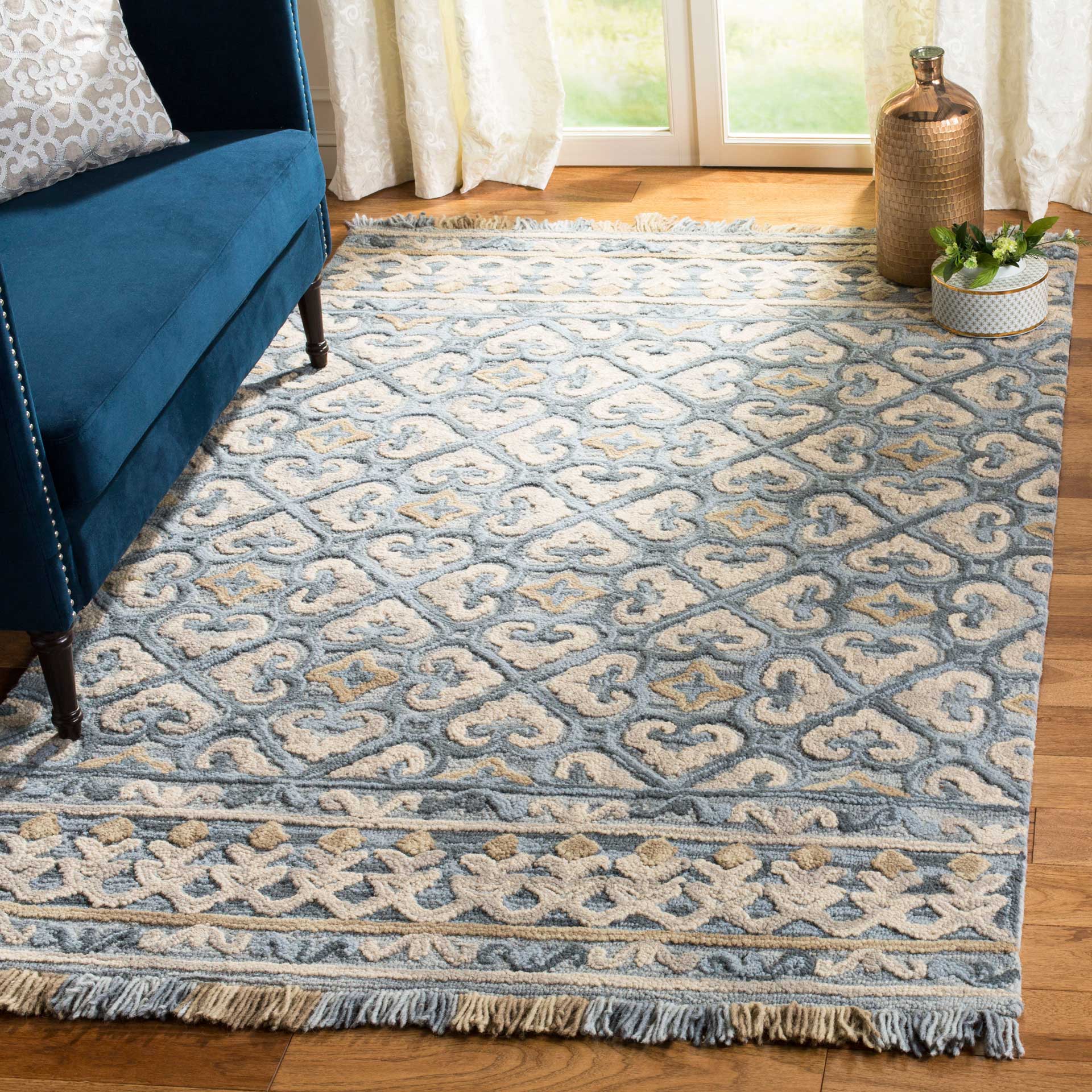 Blossom Light Beige/Blue Area Rug - Image 6