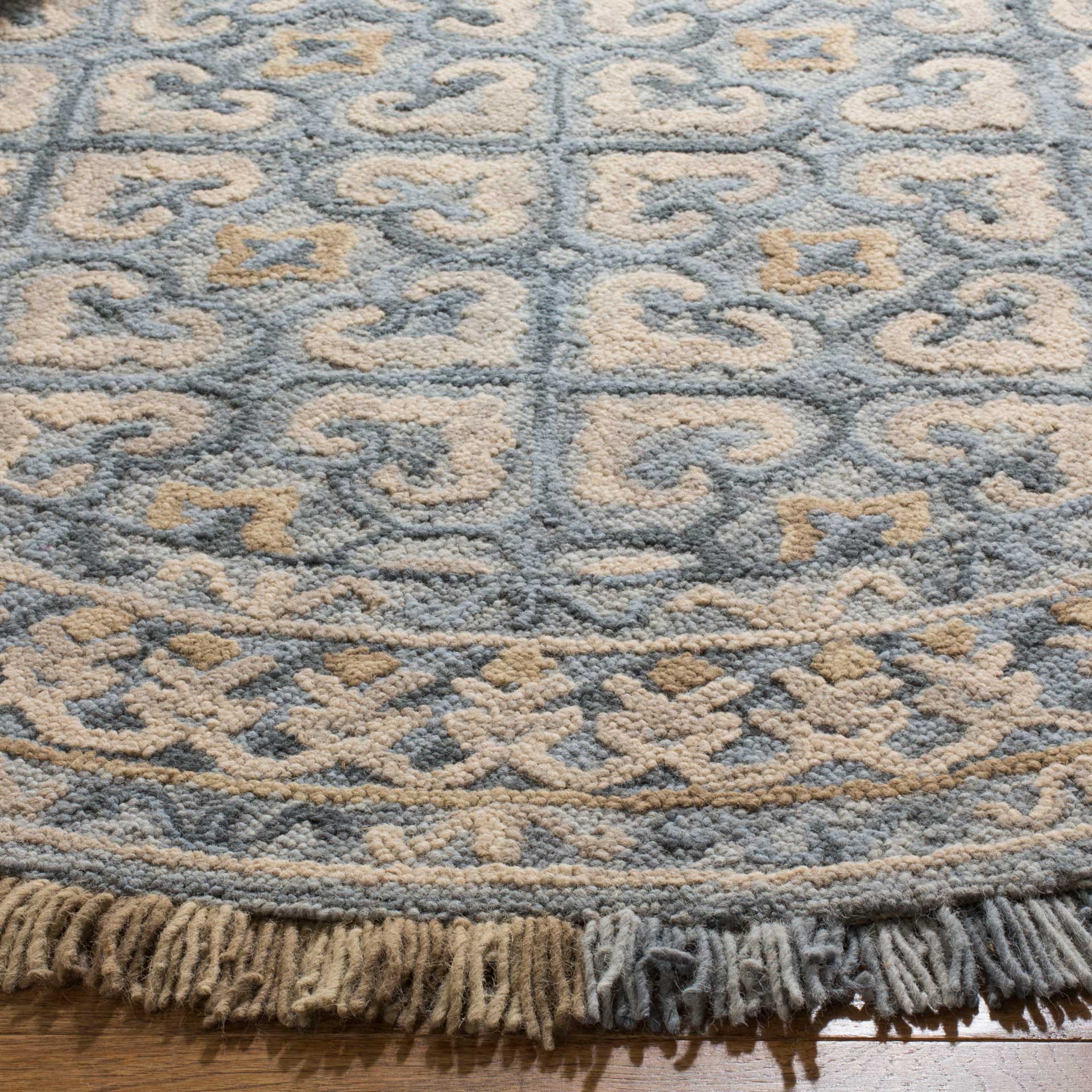 Blossom Light Beige/Blue Round Rug - Image 2