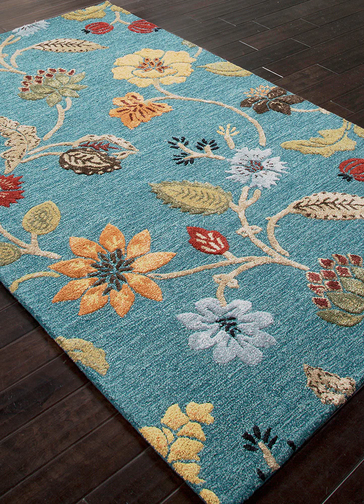 Blue Garden Party Peacock Blue/Marigold Area Rug - Image 2