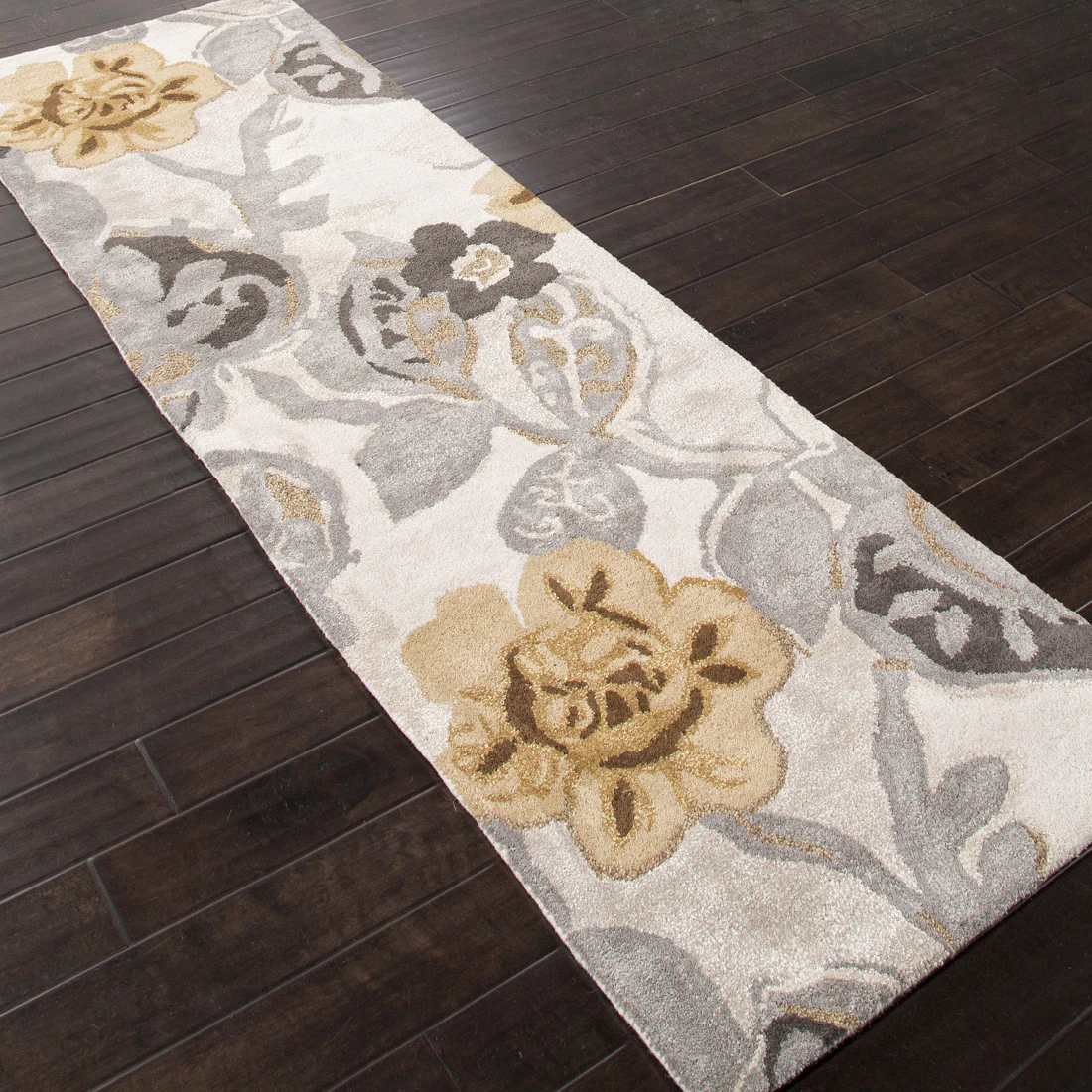 Blue Petal Pusher White/Nickel Runner Rug - Image 2