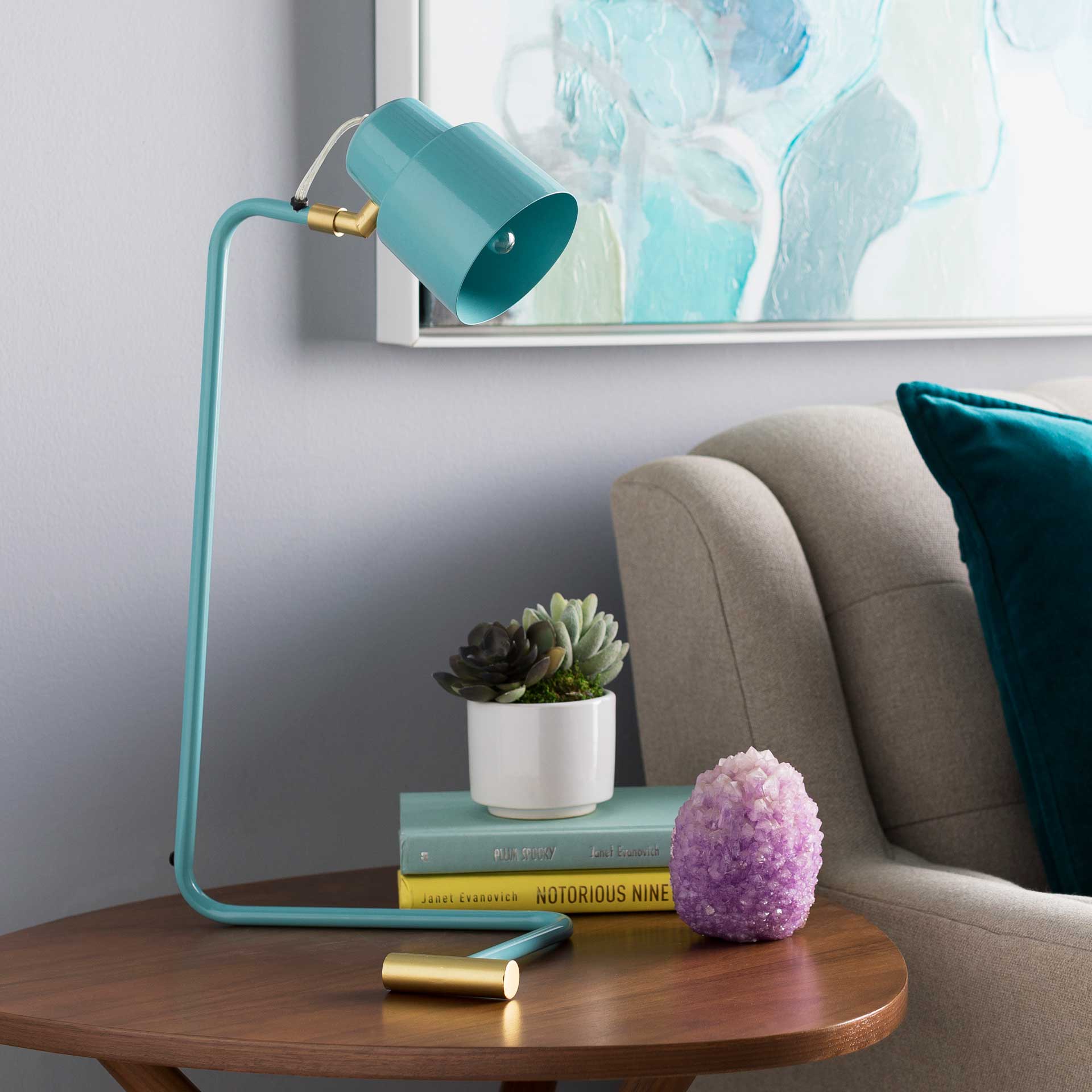 Blythe Table Lamp Aqua/Sky Blue/Brass - Image 5