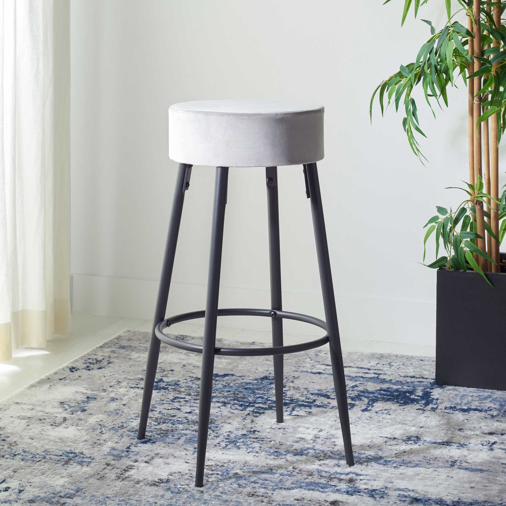 Boase Round Bar Stool Light Gray/Black - Image 4