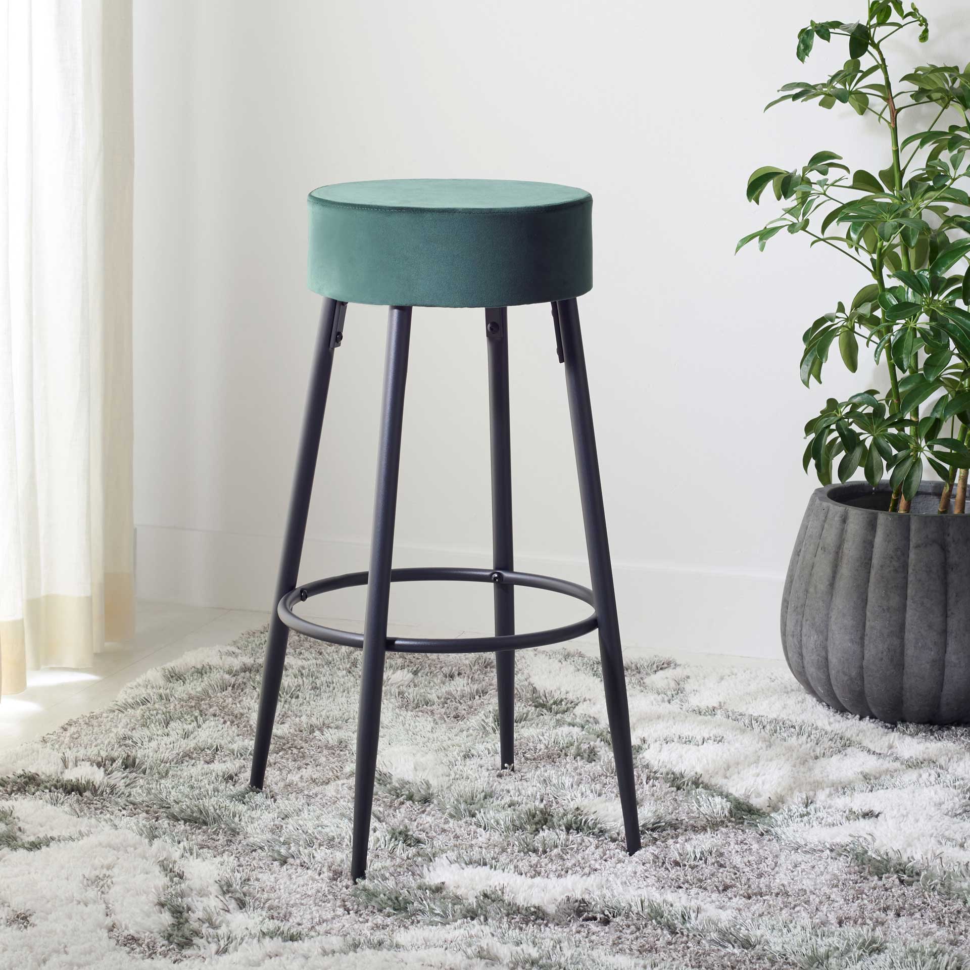 Boase Round Bar Stool Malachite Green/Black - Image 4