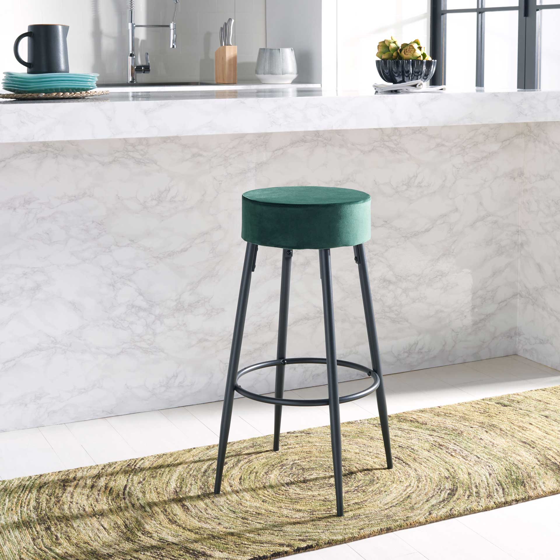 Boase Round Bar Stool Malachite Green/Black - Image 5