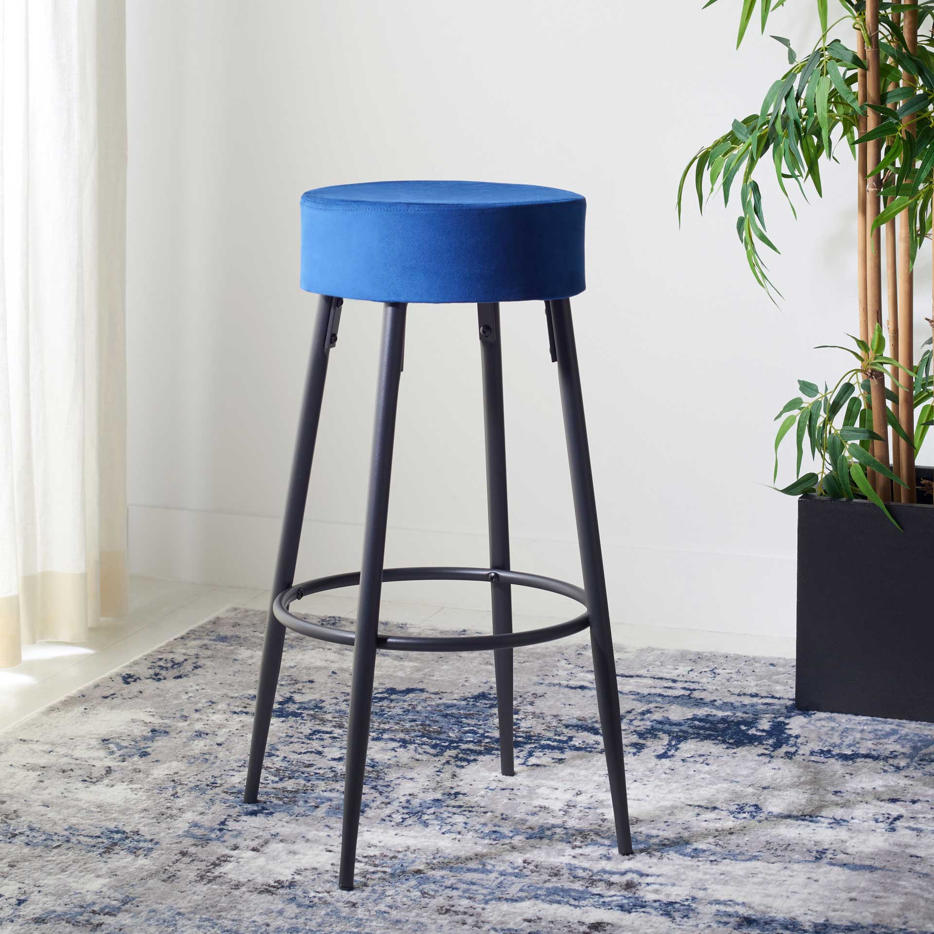 Boase Round Bar Stool Navy/Black - Image 4
