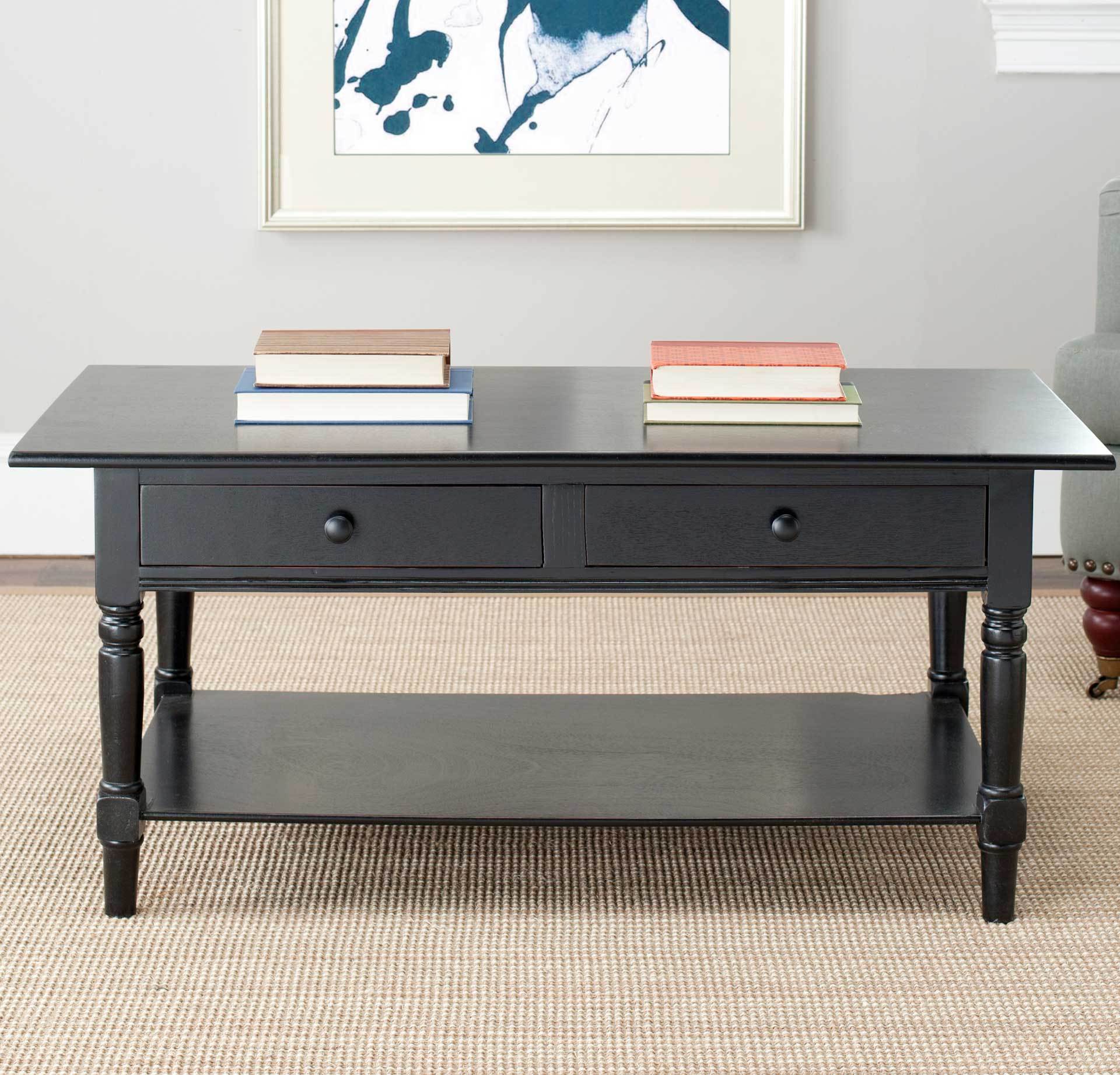 Bobby 2 Drawer Coffee Table Distressed Black - Image 8
