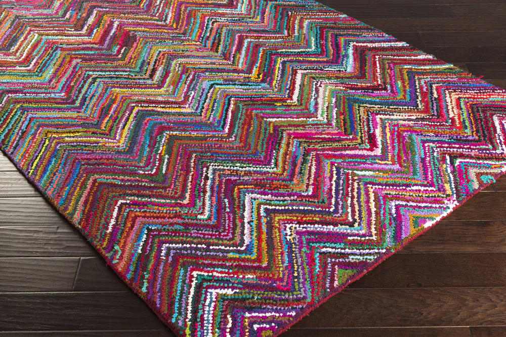 Boho Chevron Magenta/Aqua Area Rug - Image 3
