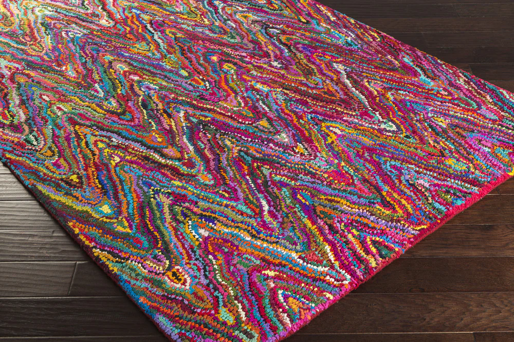 Boho Wave Magenta/Aqua Area Rug - Image 4