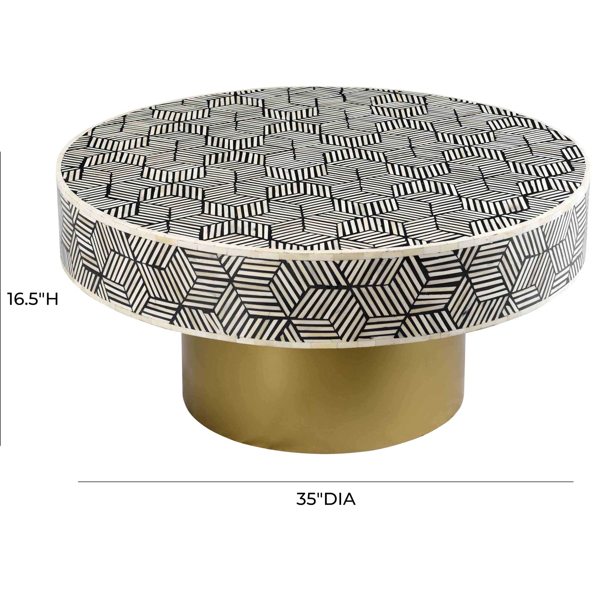Bone Inlay Coffee Table Black And White - Image 4