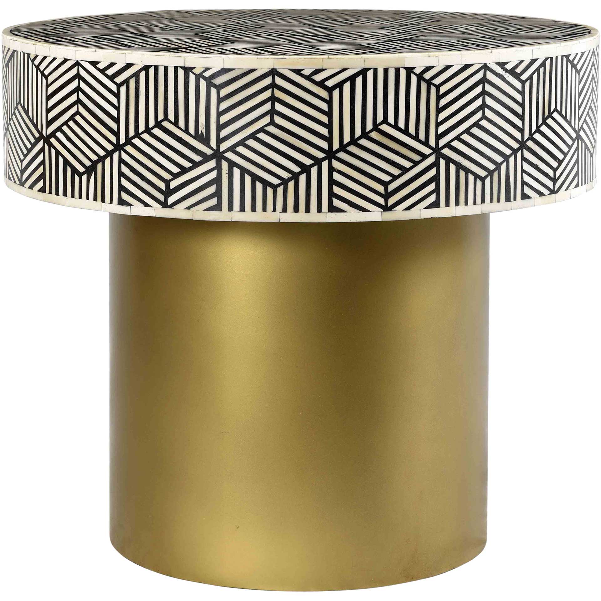 Bone Inlay Round Side Table Black And White - Image 2