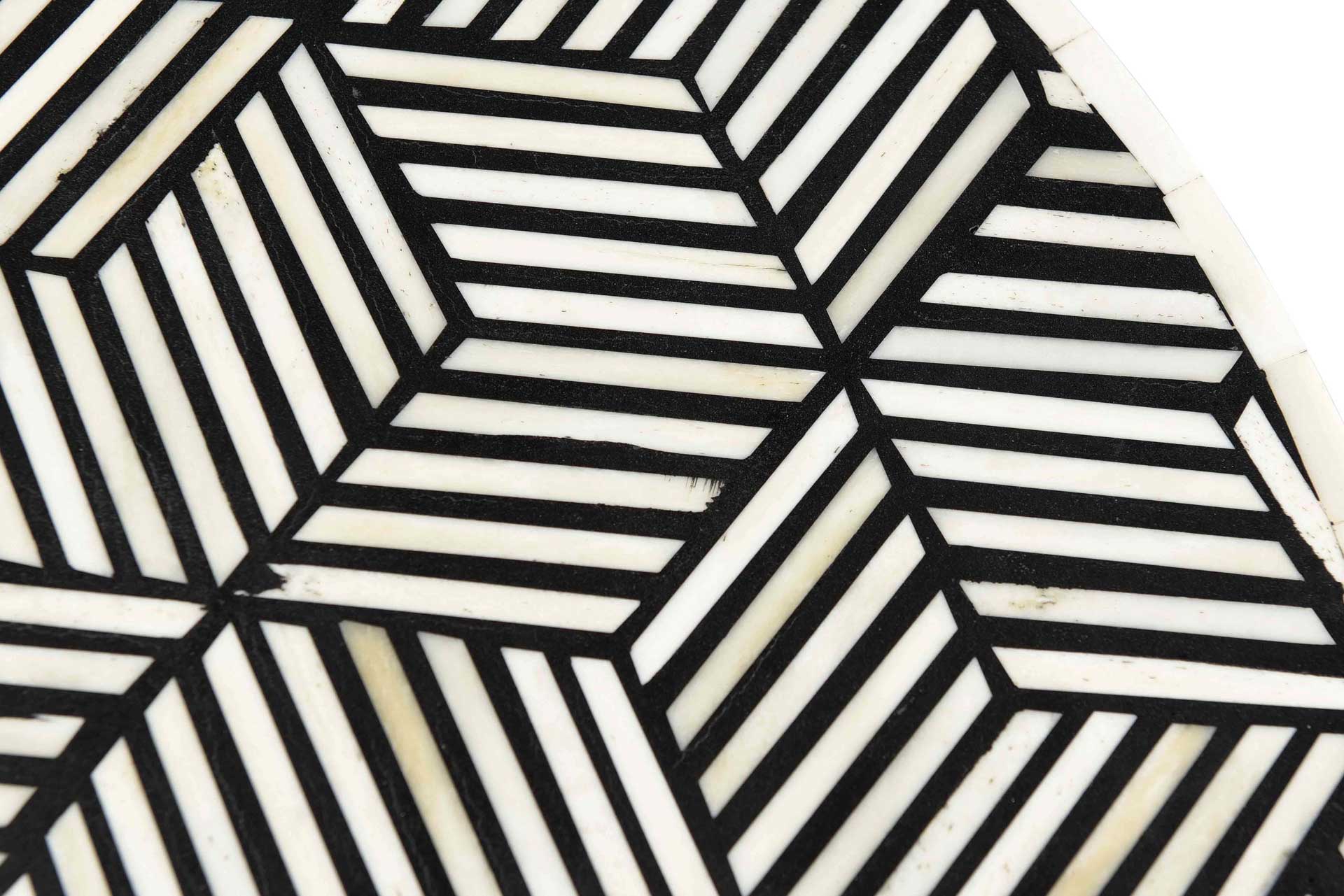Bone Inlay Round Side Table Black And White - Image 3