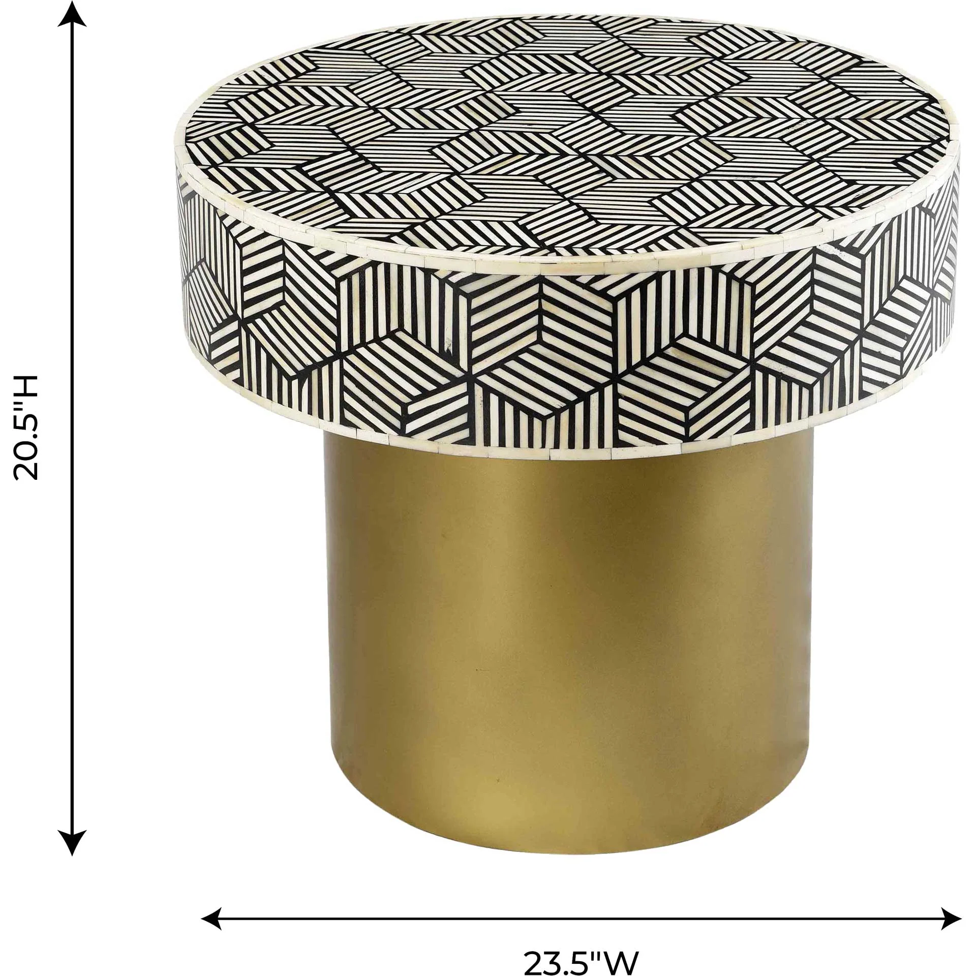 Bone Inlay Round Side Table Black And White - Image 4