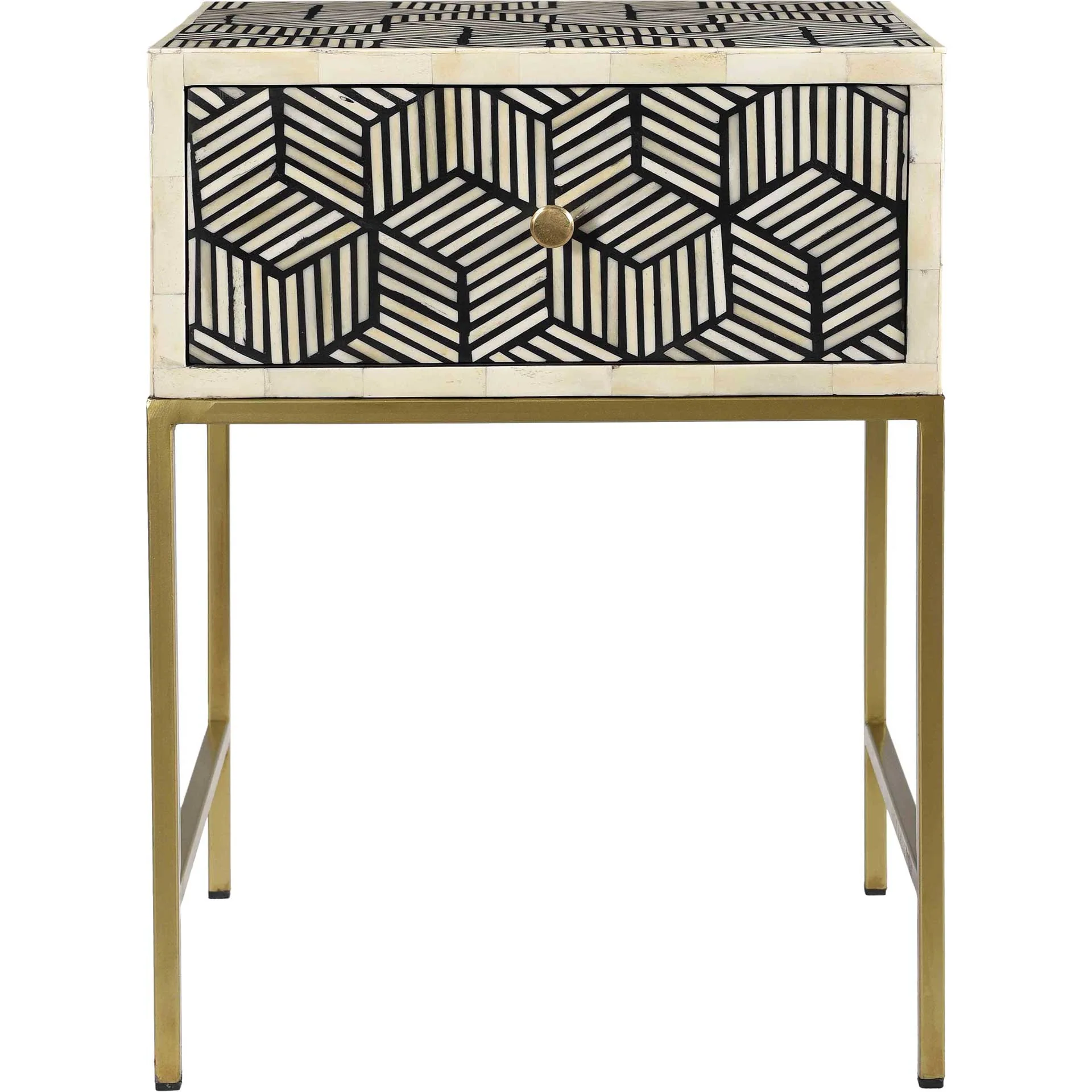 Bone Inlay Side Table Black And White - Image 2