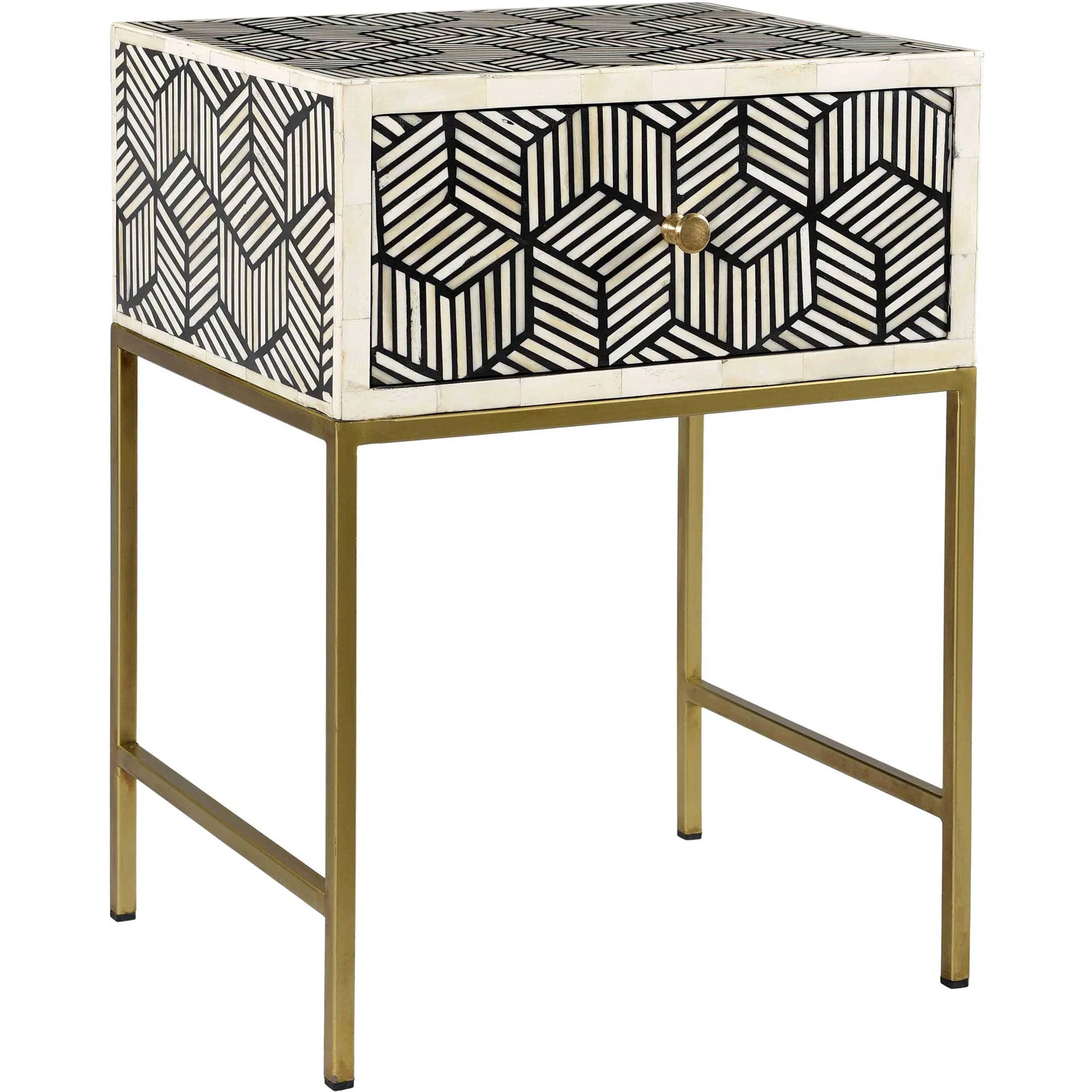 Bone Inlay Side Table Black And White - Image 3