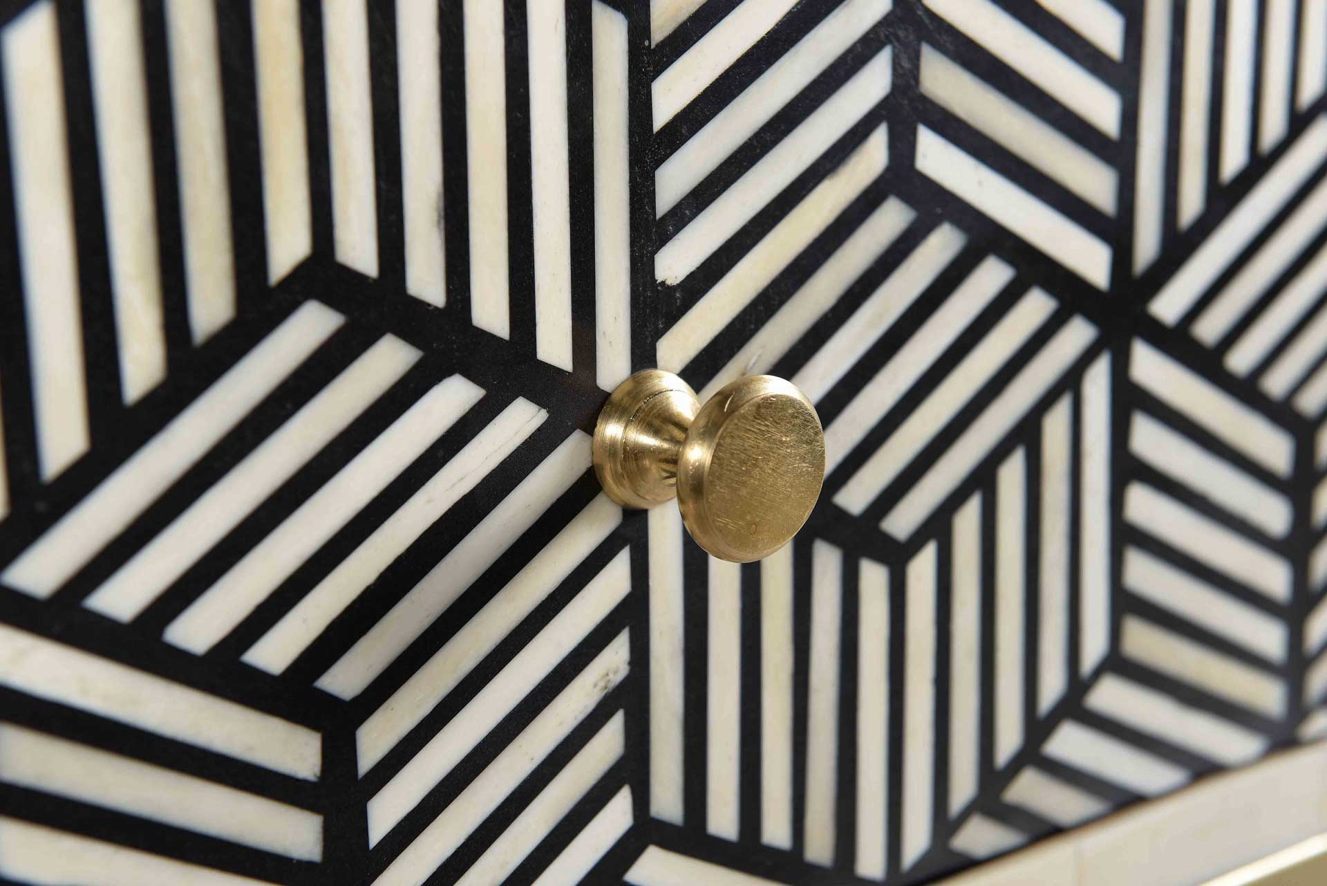Bone Inlay Side Table Black And White - Image 5