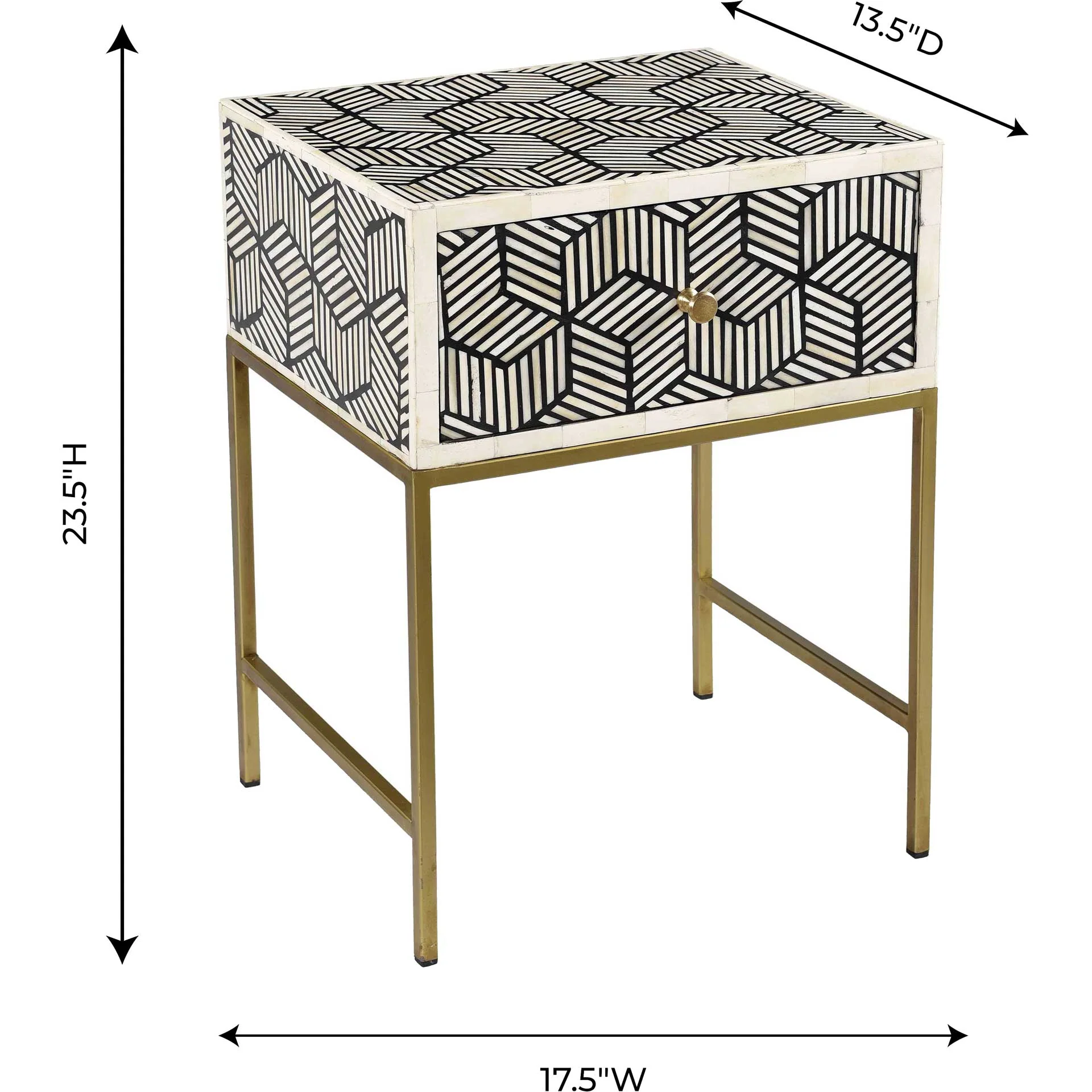 Bone Inlay Side Table Black And White - Image 7