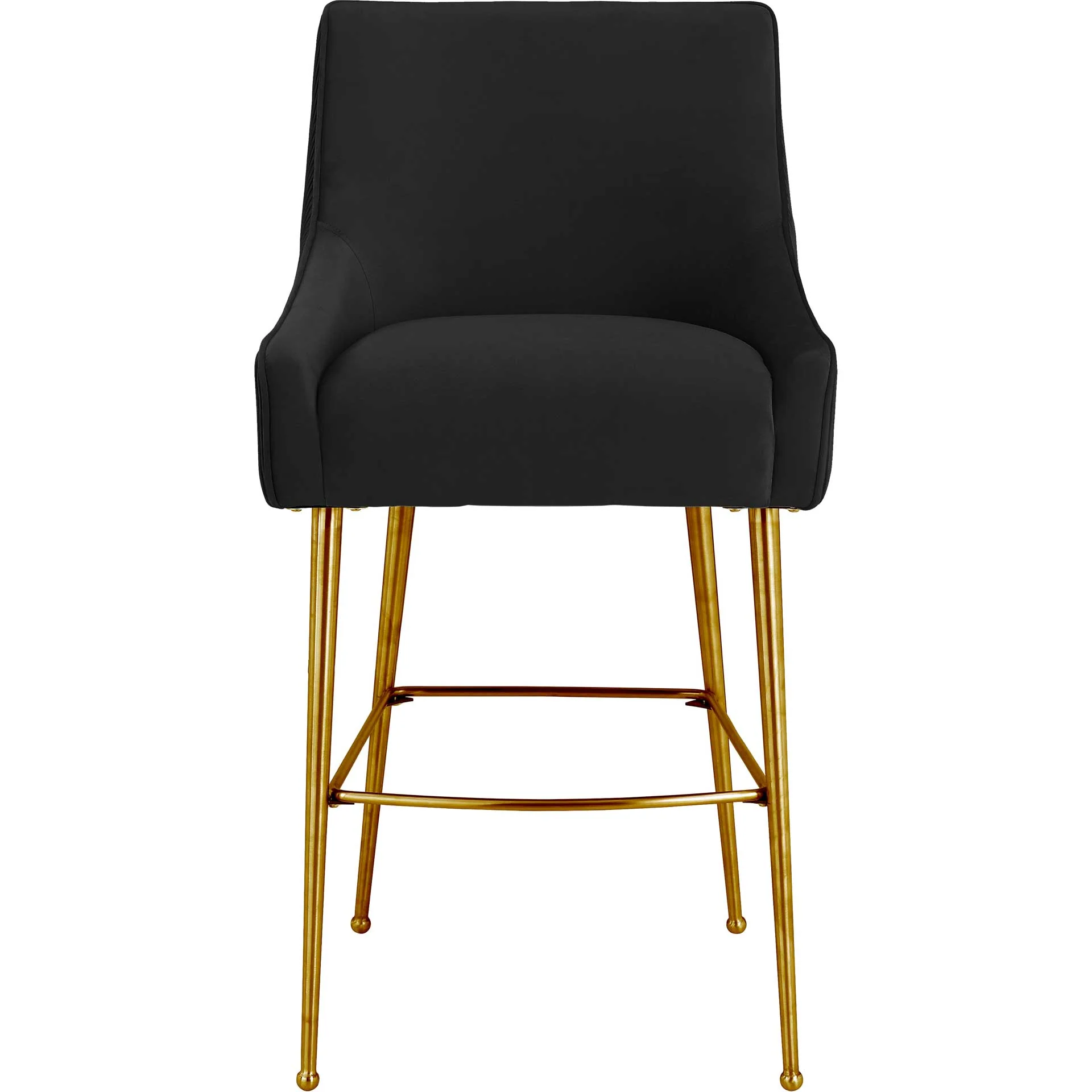 Bordeaux Pleated Velvet Bar Stool Black - Image 2