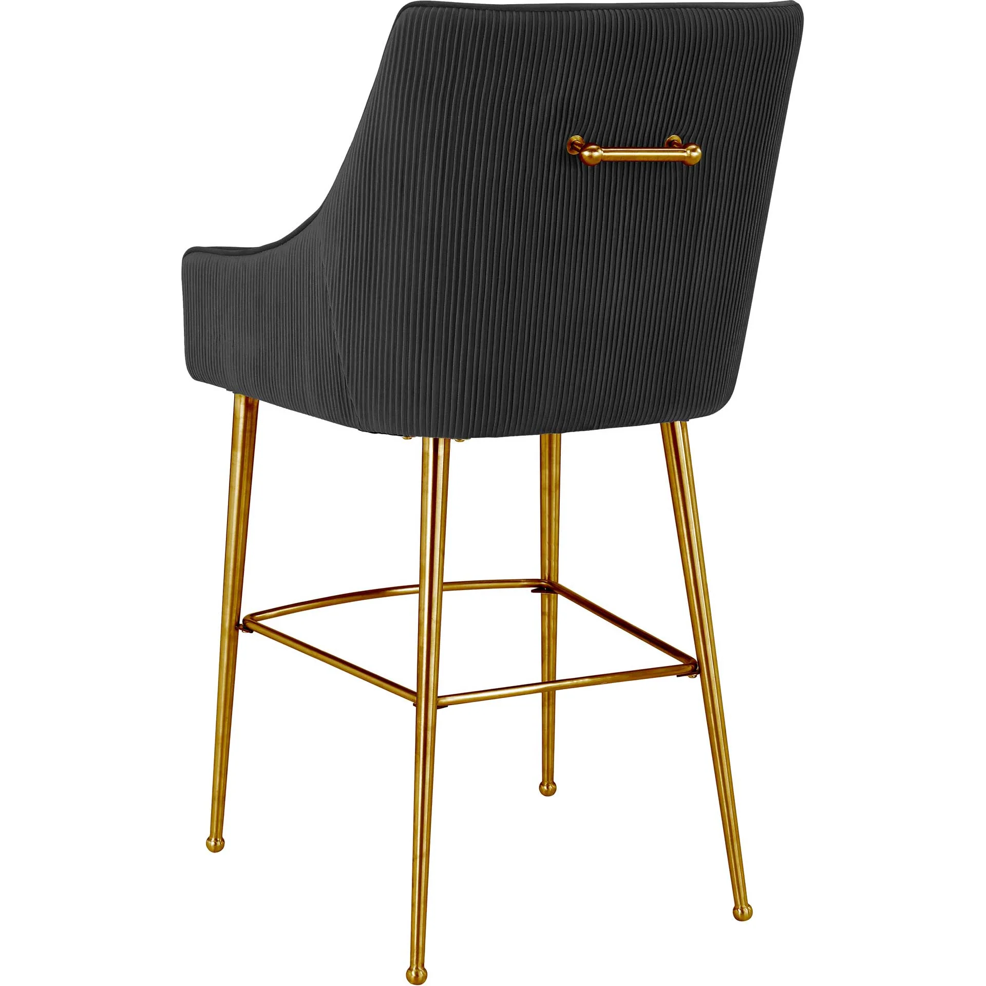 Bordeaux Pleated Velvet Bar Stool Black - Image 3