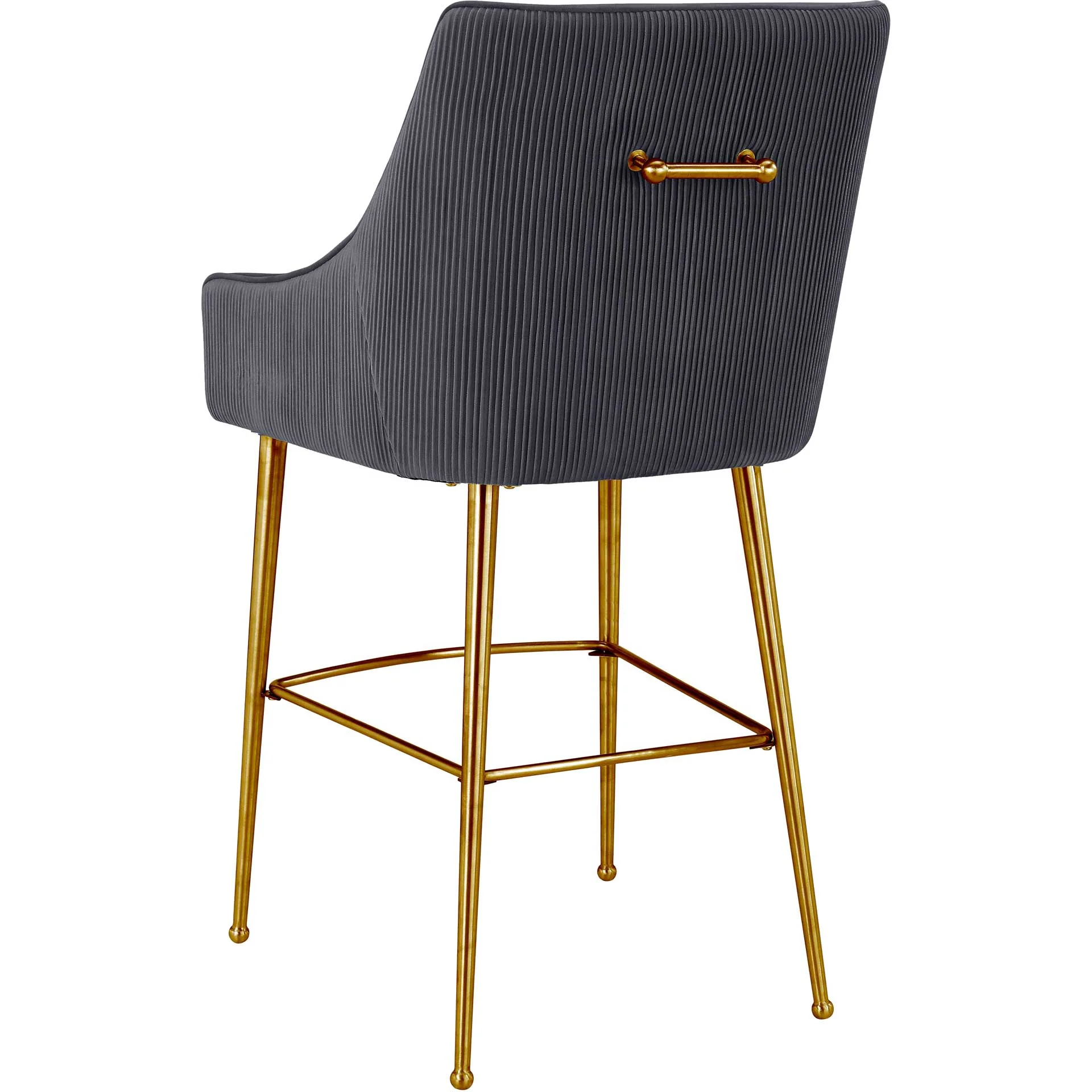 Bordeaux Pleated Velvet Bar Stool Gray - Image 3