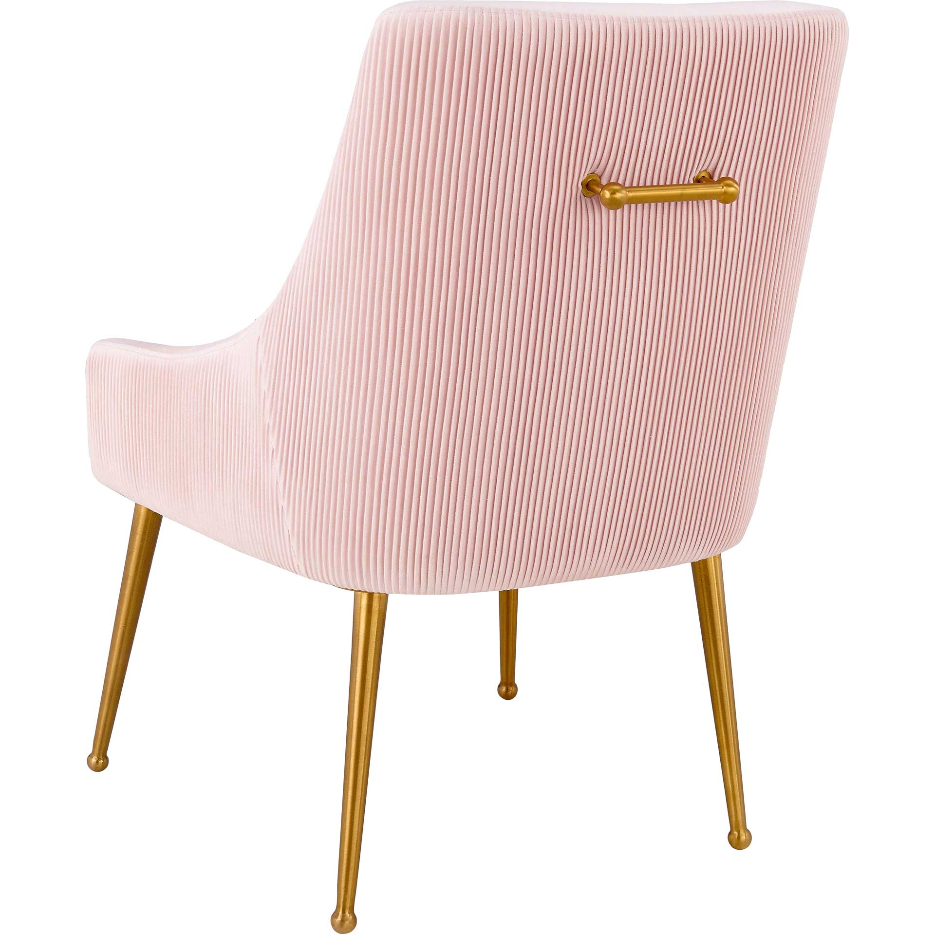 Bordeaux Pleated Velvet Side Chair Blush - Image 3