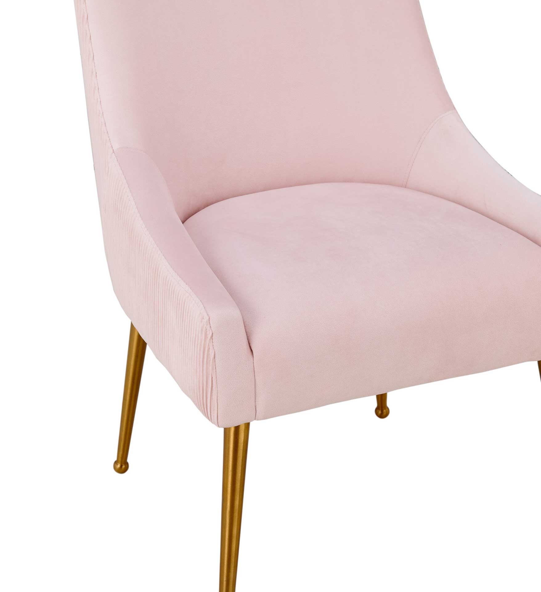 Bordeaux Pleated Velvet Side Chair Blush - Image 4