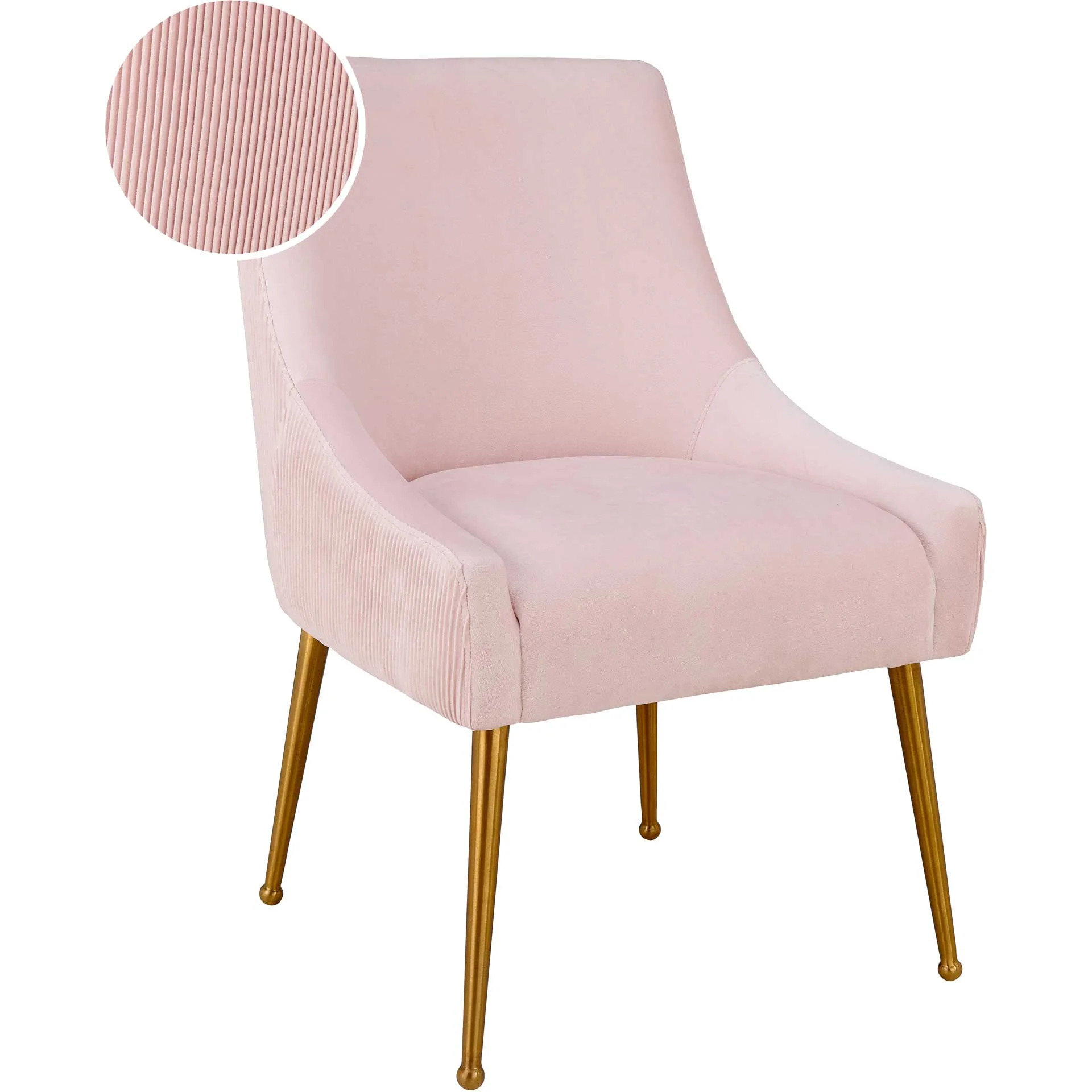 Bordeaux Pleated Velvet Side Chair Blush - Image 6