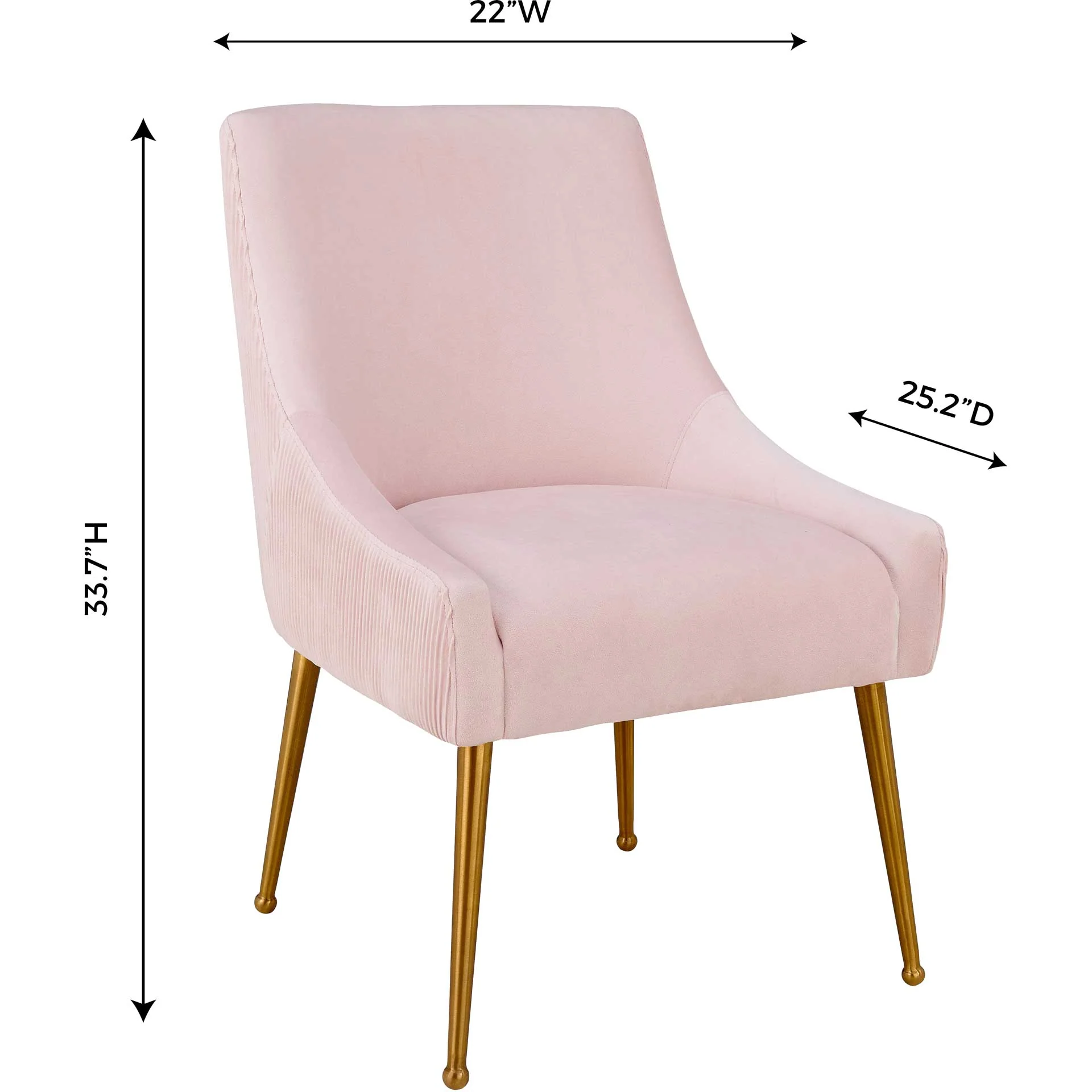 Bordeaux Pleated Velvet Side Chair Blush - Image 7