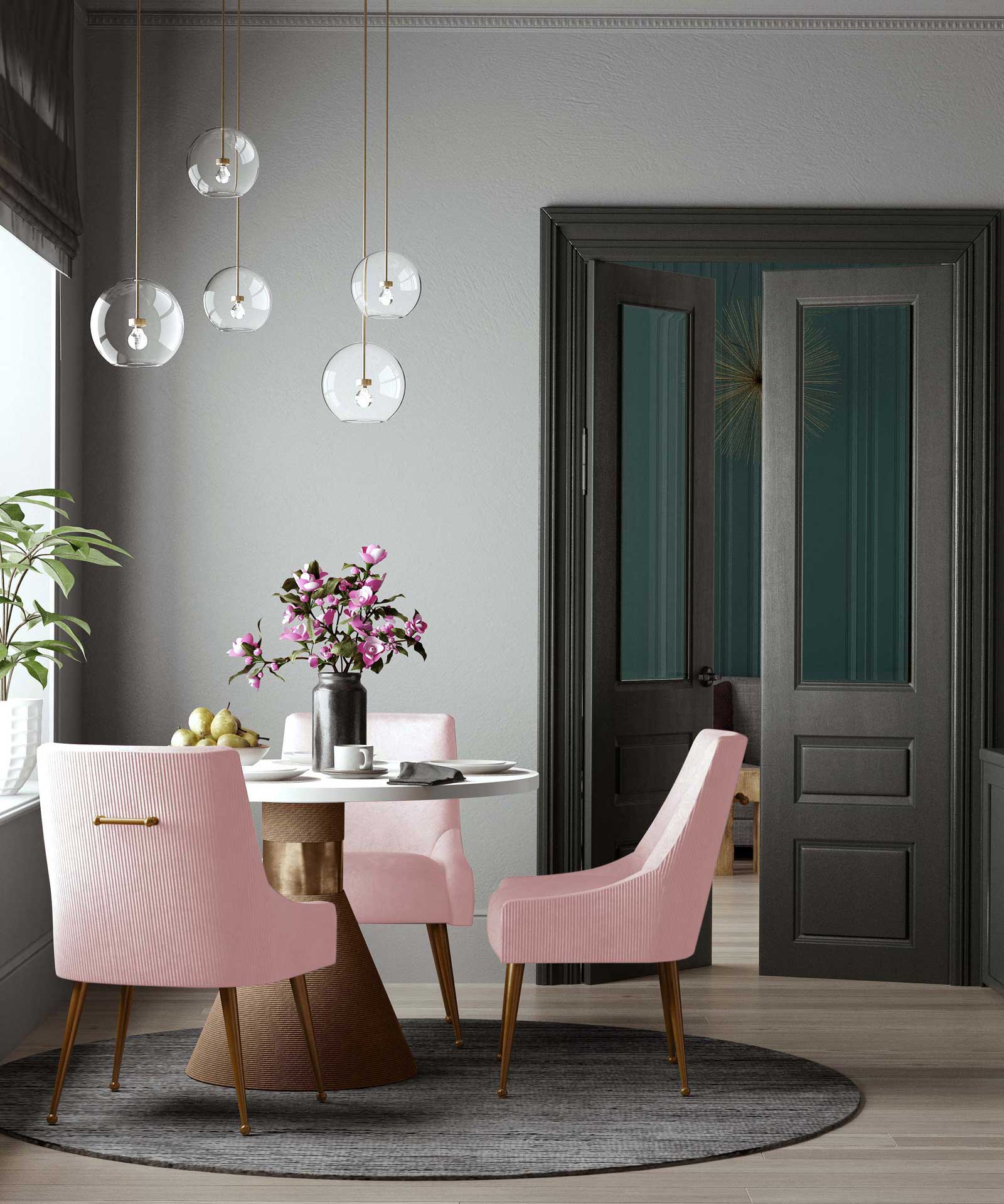 Bordeaux Pleated Velvet Side Chair Blush - Image 8