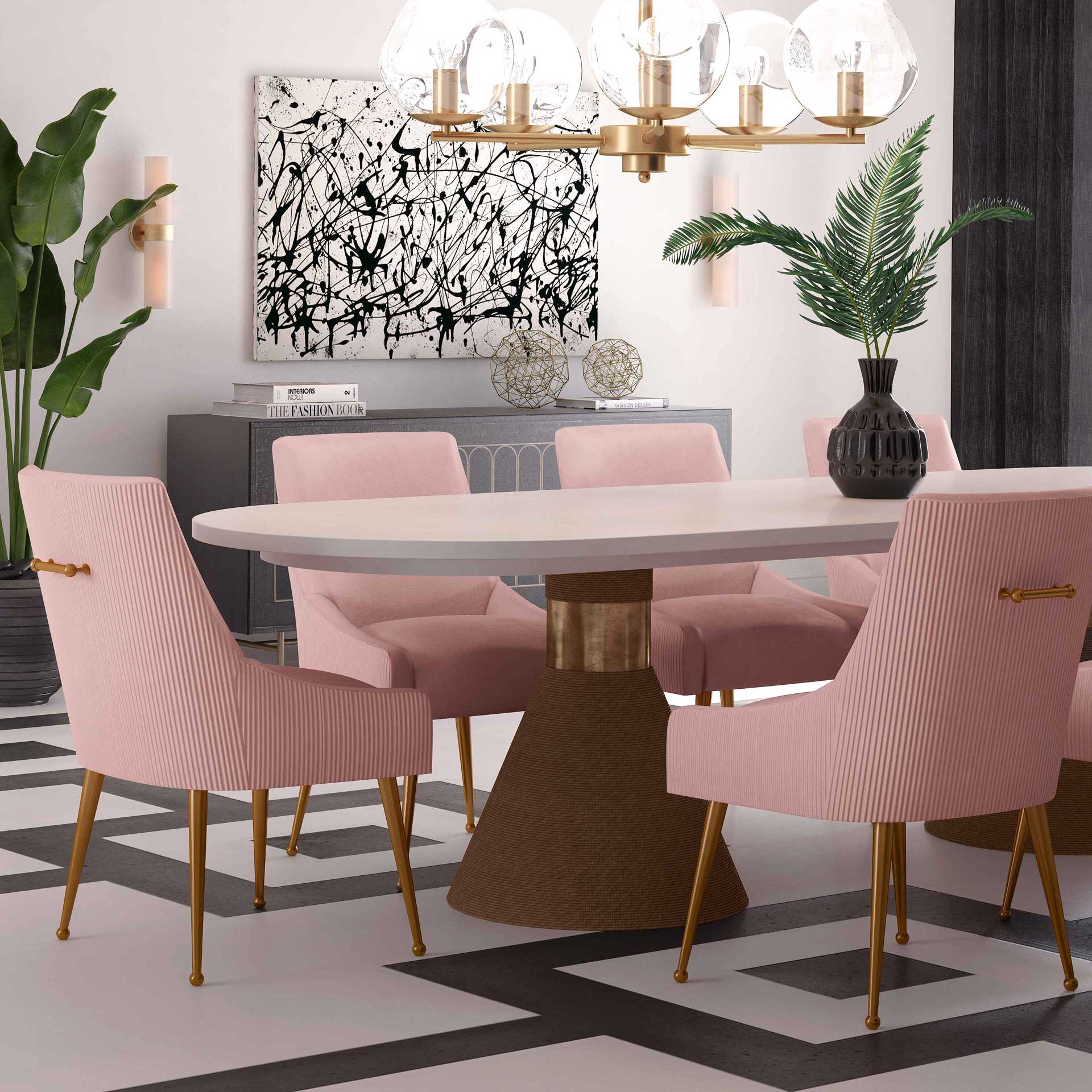 Bordeaux Pleated Velvet Side Chair Blush - Image 9