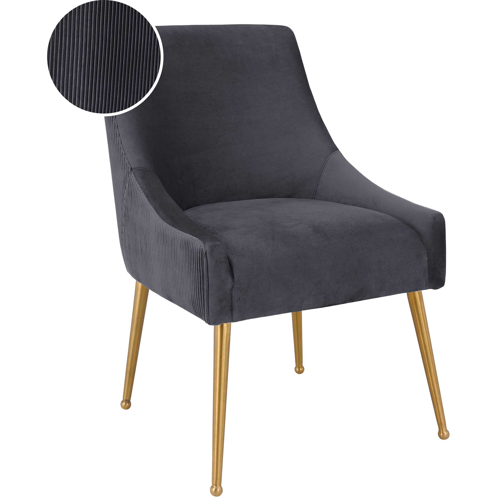 Bordeaux Pleated Velvet Side Chair Gray - Image 6