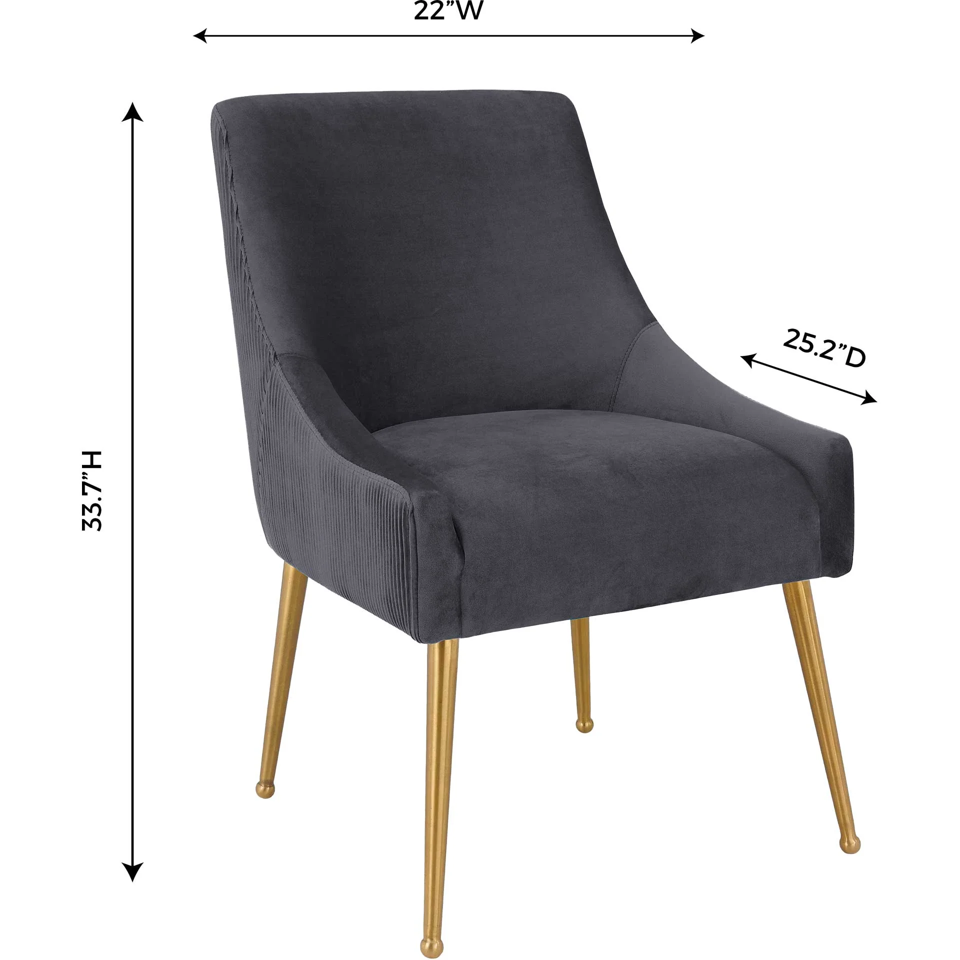 Bordeaux Pleated Velvet Side Chair Gray - Image 7
