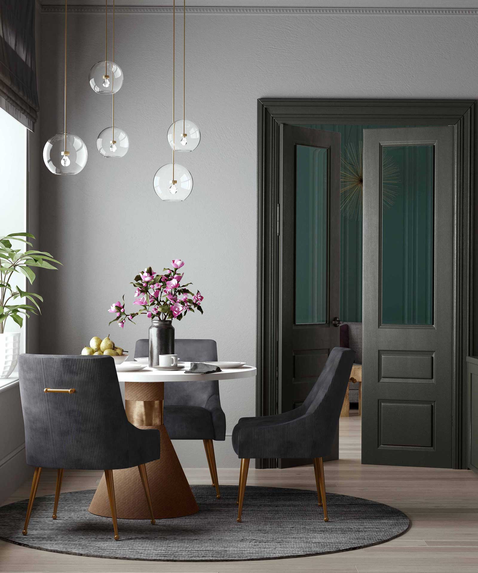 Bordeaux Pleated Velvet Side Chair Gray - Image 8