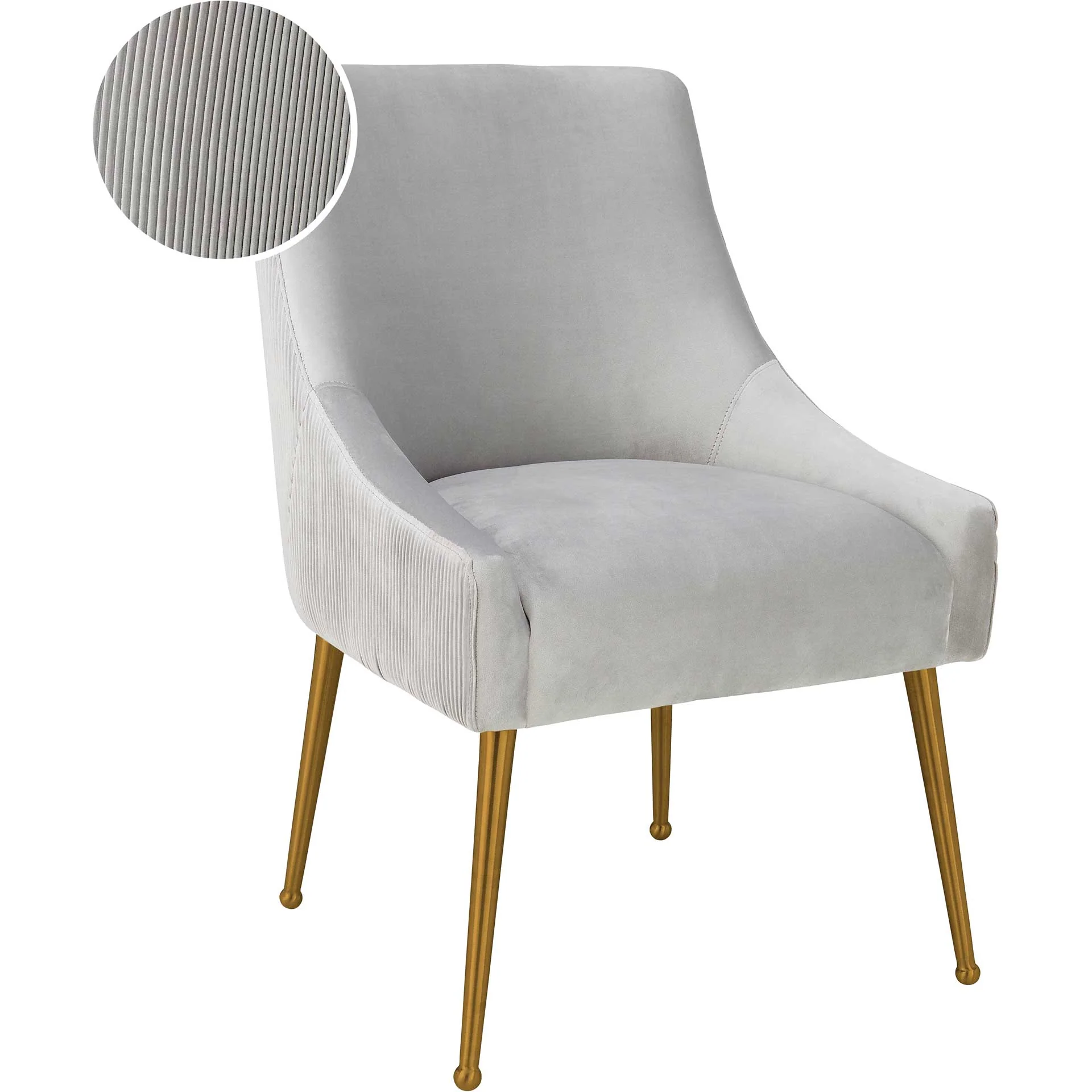 Bordeaux Pleated Velvet Side Chair Light Gray - Image 6