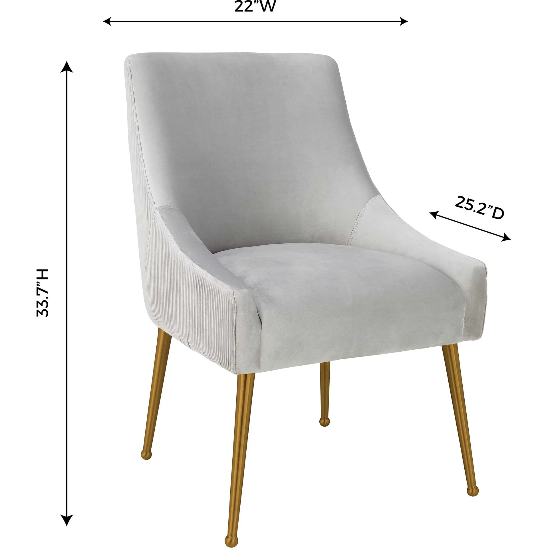 Bordeaux Pleated Velvet Side Chair Light Gray - Image 7