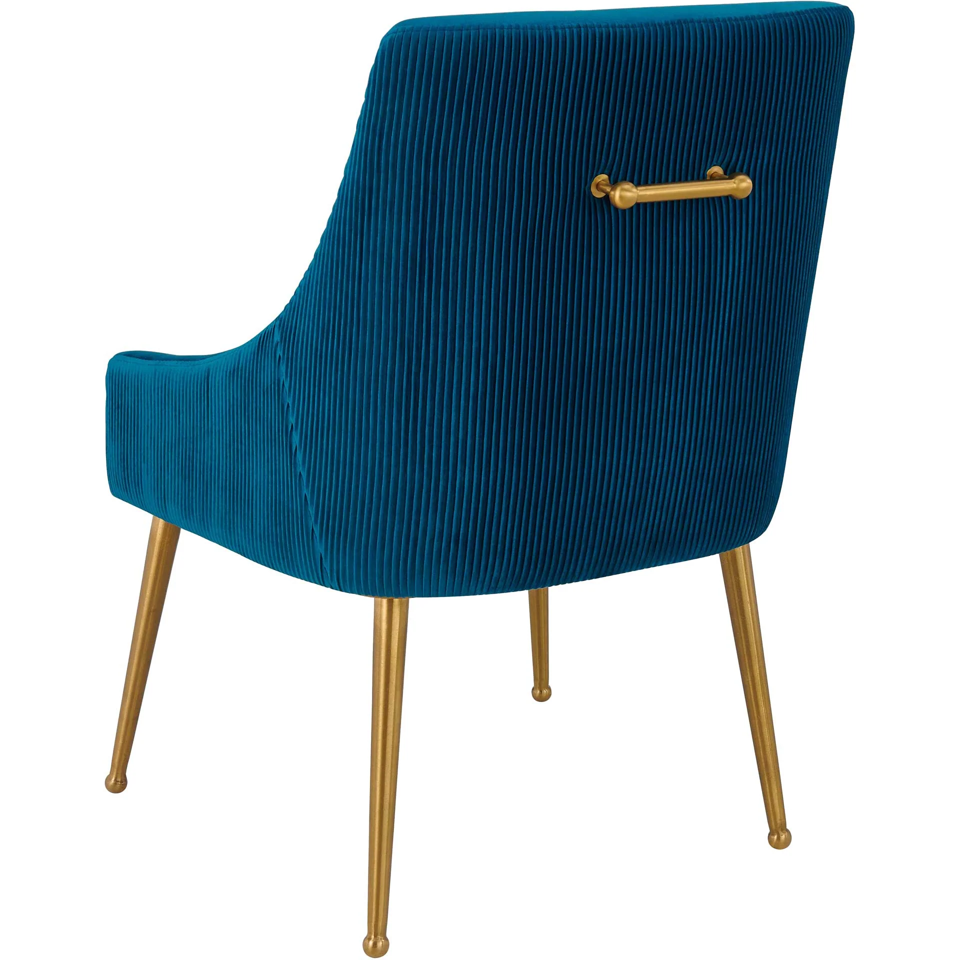 Bordeaux Pleated Velvet Side Chair Navy - Image 3