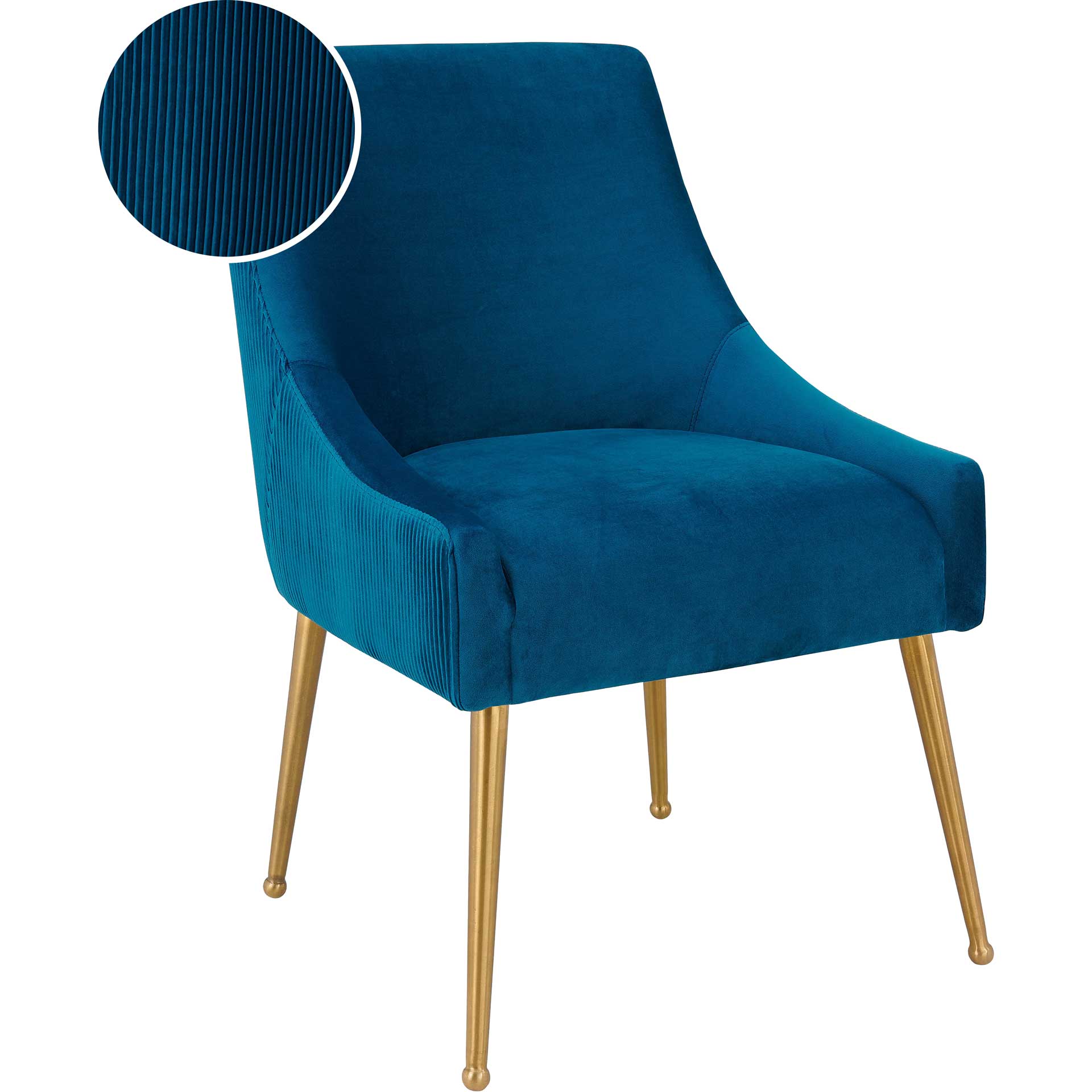 Bordeaux Pleated Velvet Side Chair Navy - Image 6