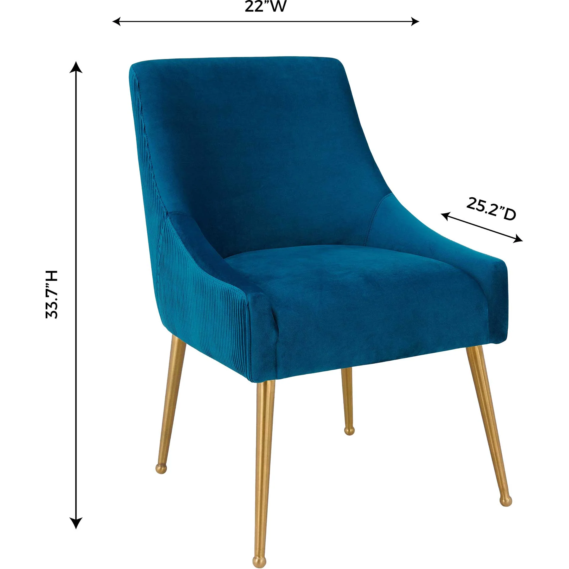 Bordeaux Pleated Velvet Side Chair Navy - Image 7
