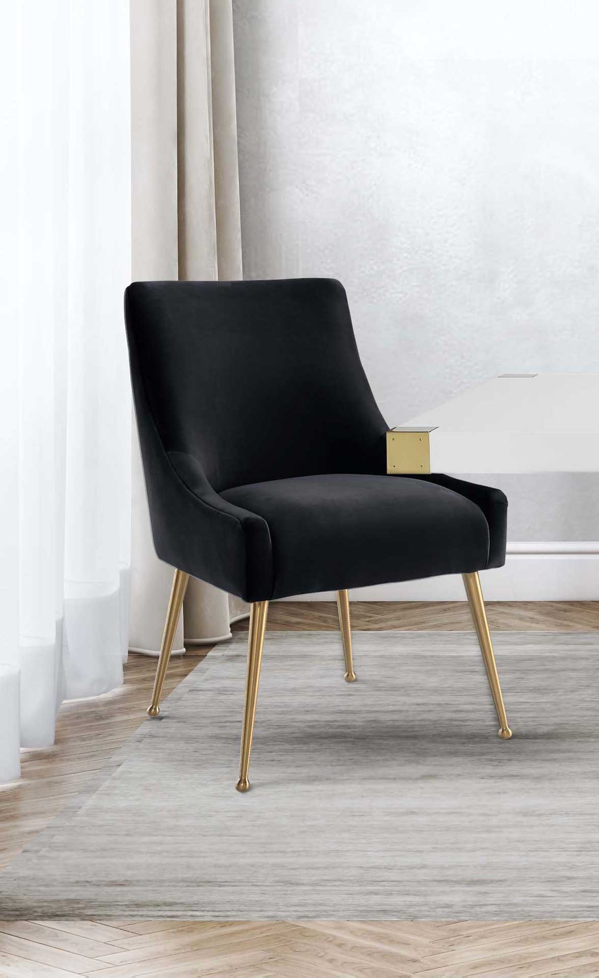 Bordeaux Velvet Side Chair Black - Image 5