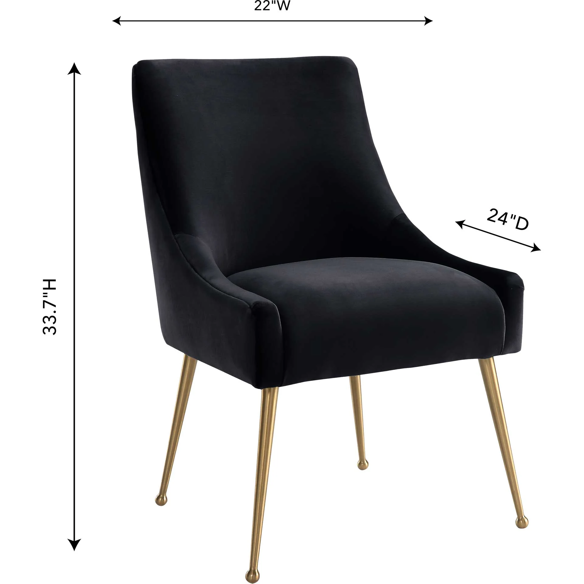 Bordeaux Velvet Side Chair Black - Image 7